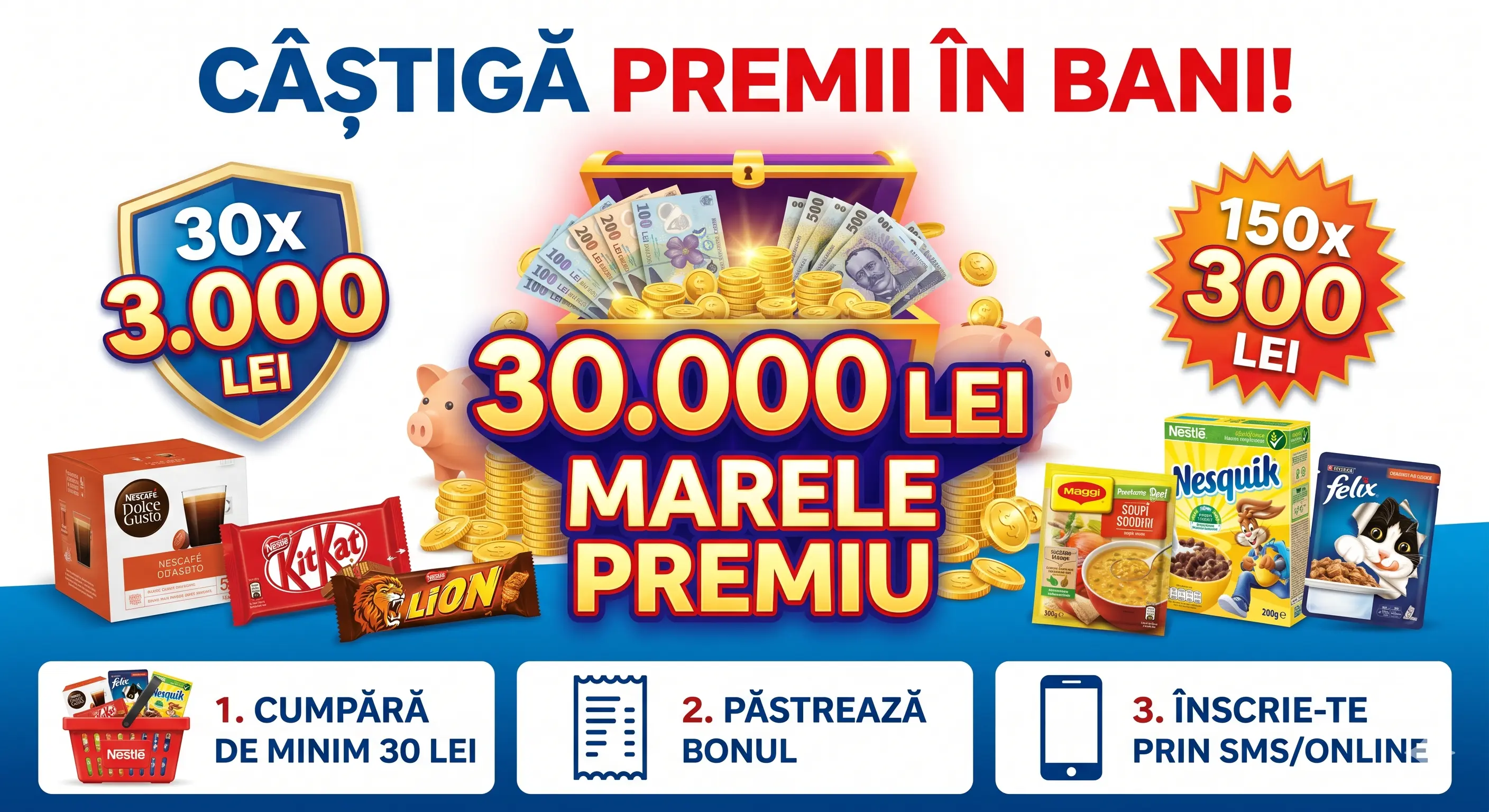 Concurs NESCAFÉ: Câștigă 30.000 lei! Cumpără de 30 lei (până pe 14 Iun)