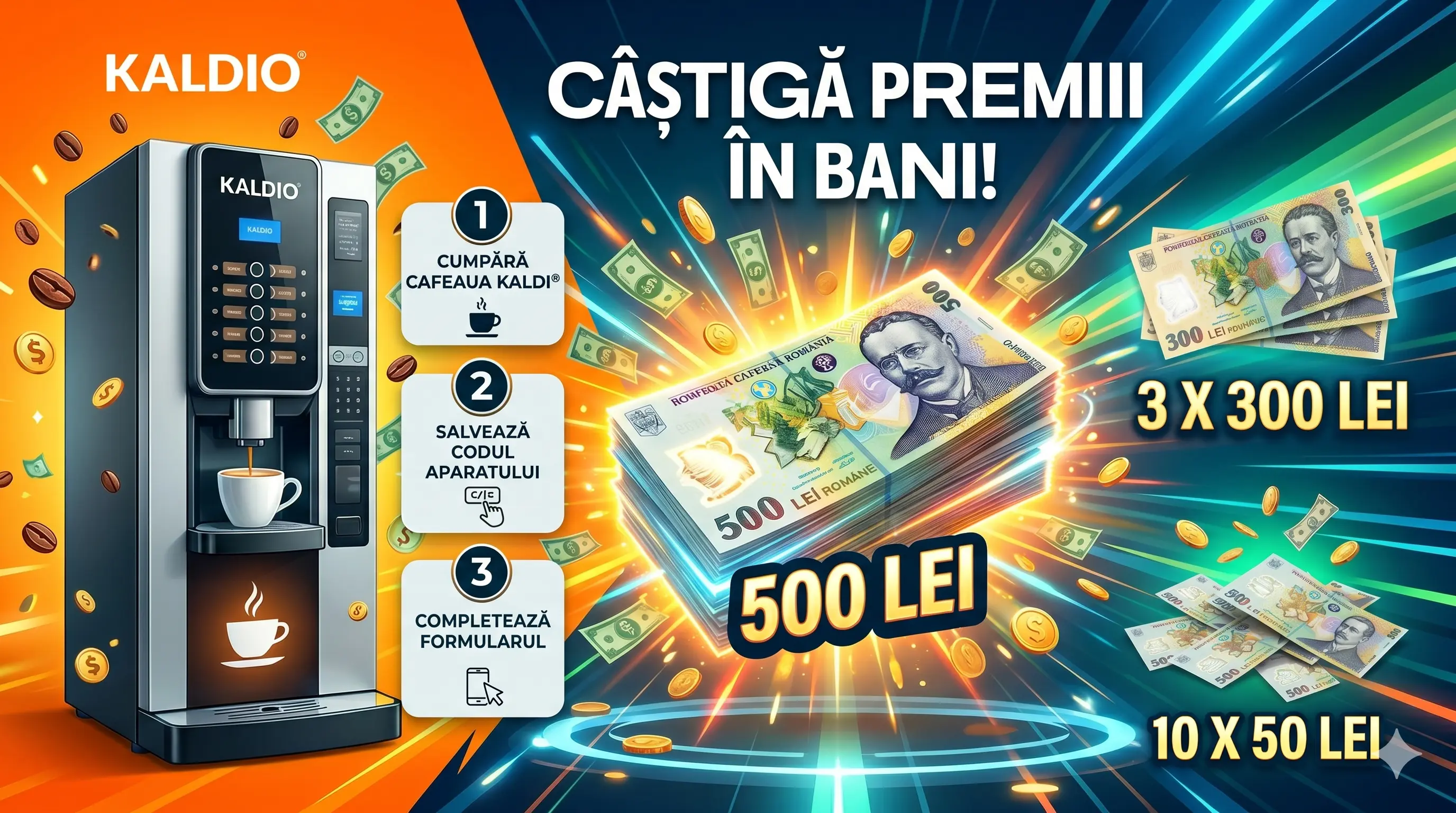 Concurs Concurs Kaldio: Câștigă 500 Lei! Cumpără o cafea (până pe 30 Iun) - câștigă 500 lei
