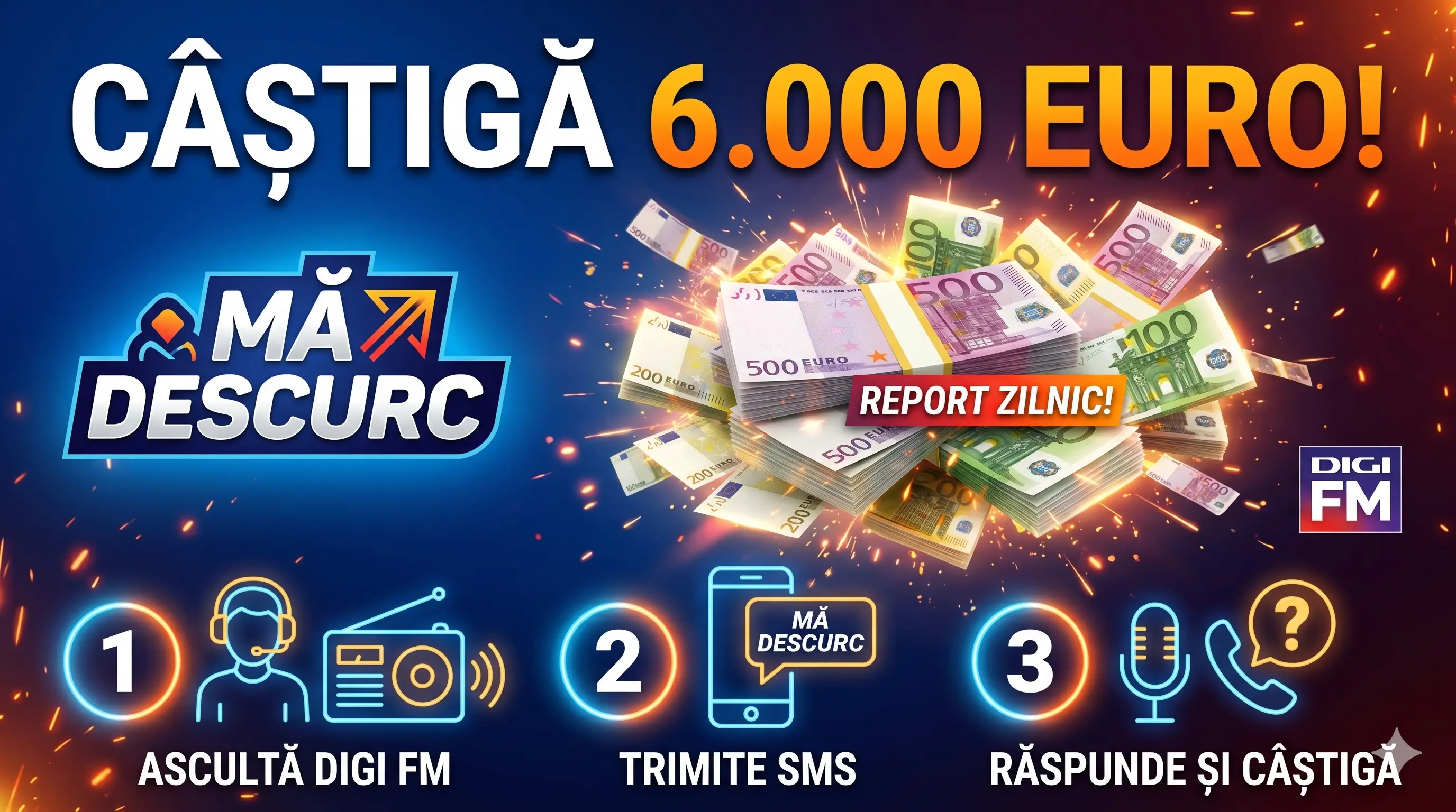 📻 Câștigă până la 300€ pe zi în direct la Digi FM! ✨ - Concurs Gratuit | Concursier