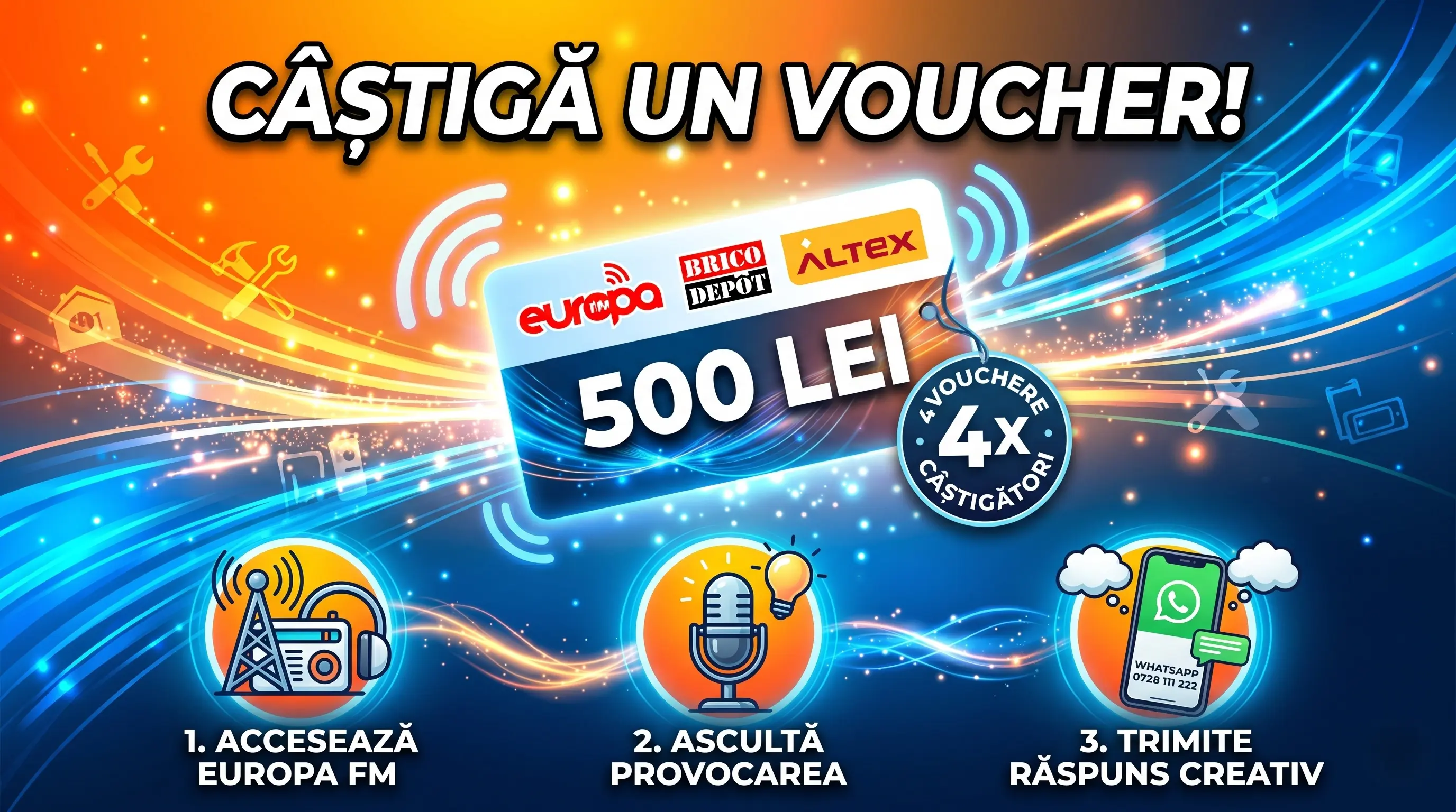 📻 Câștigă 500 lei la Brico Depot și Altex! ✨