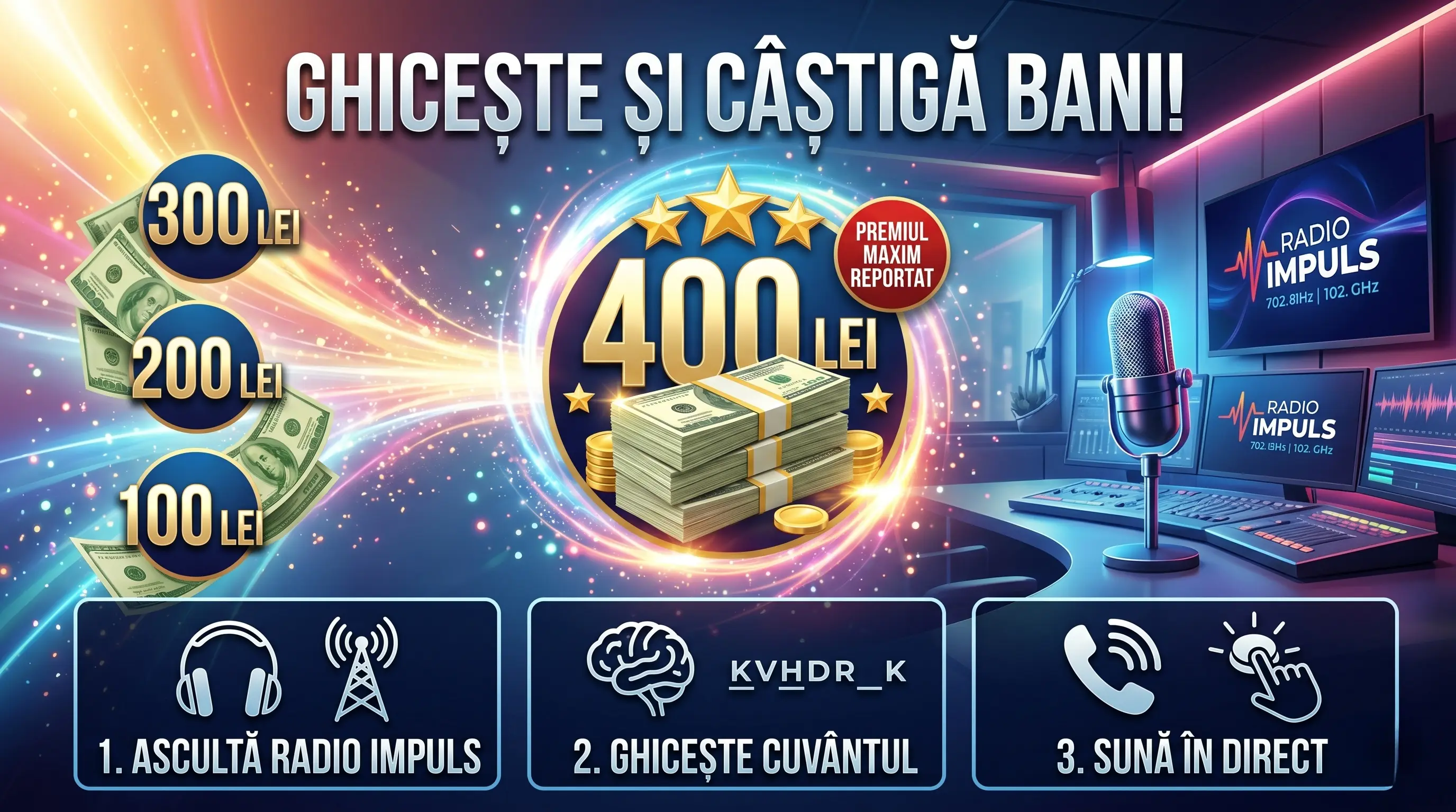 📻 Câștigă până la 400 lei zilnic la Radio Impuls! ✨
