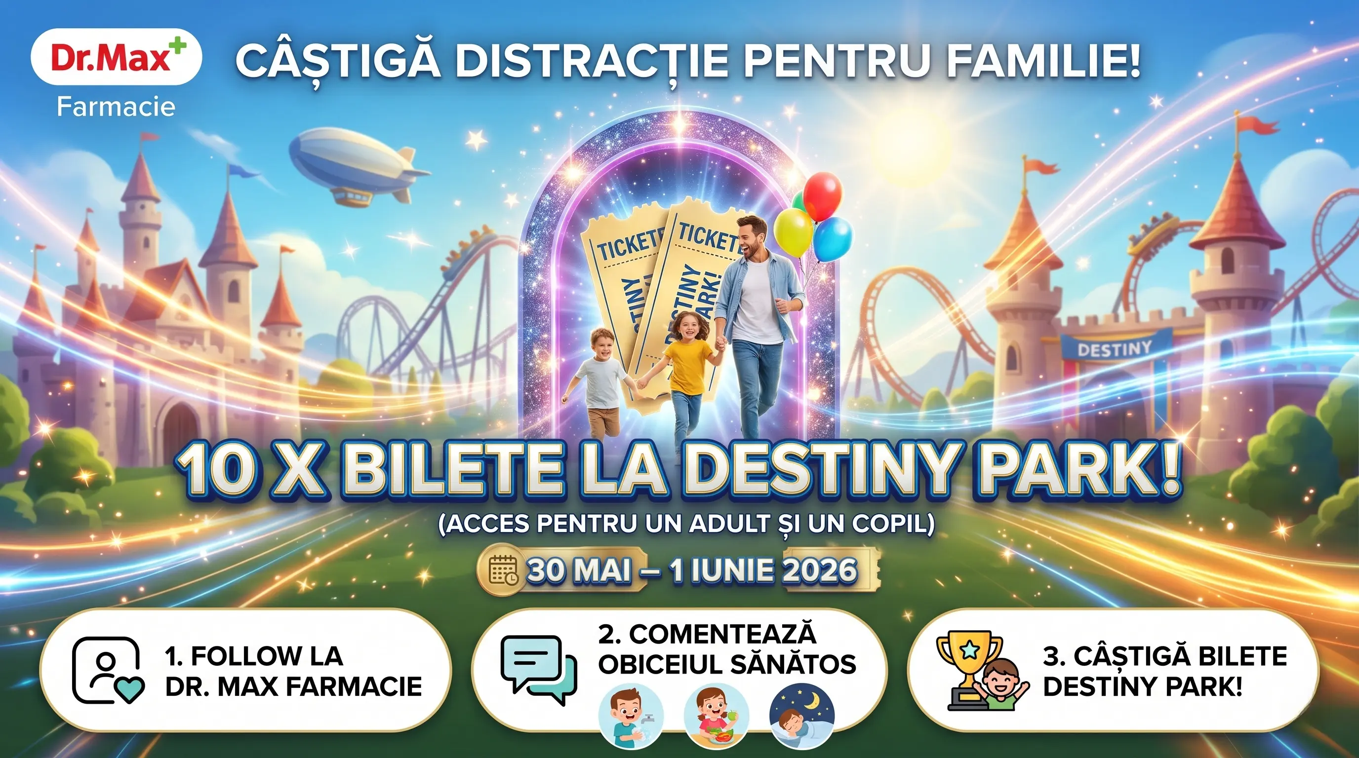 🎢 Bilete la Destiny Park cu Dr. Max! ✨