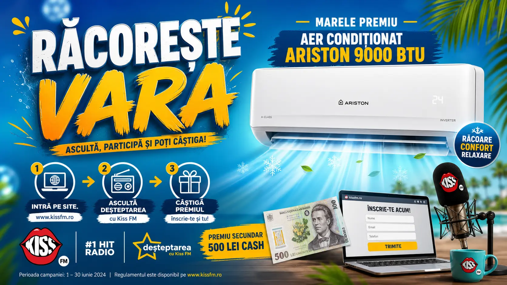 Concurs Europa FM - Câștigă aparat de aer condiționat Ariston (până pe 12 iunie) - Concurs...