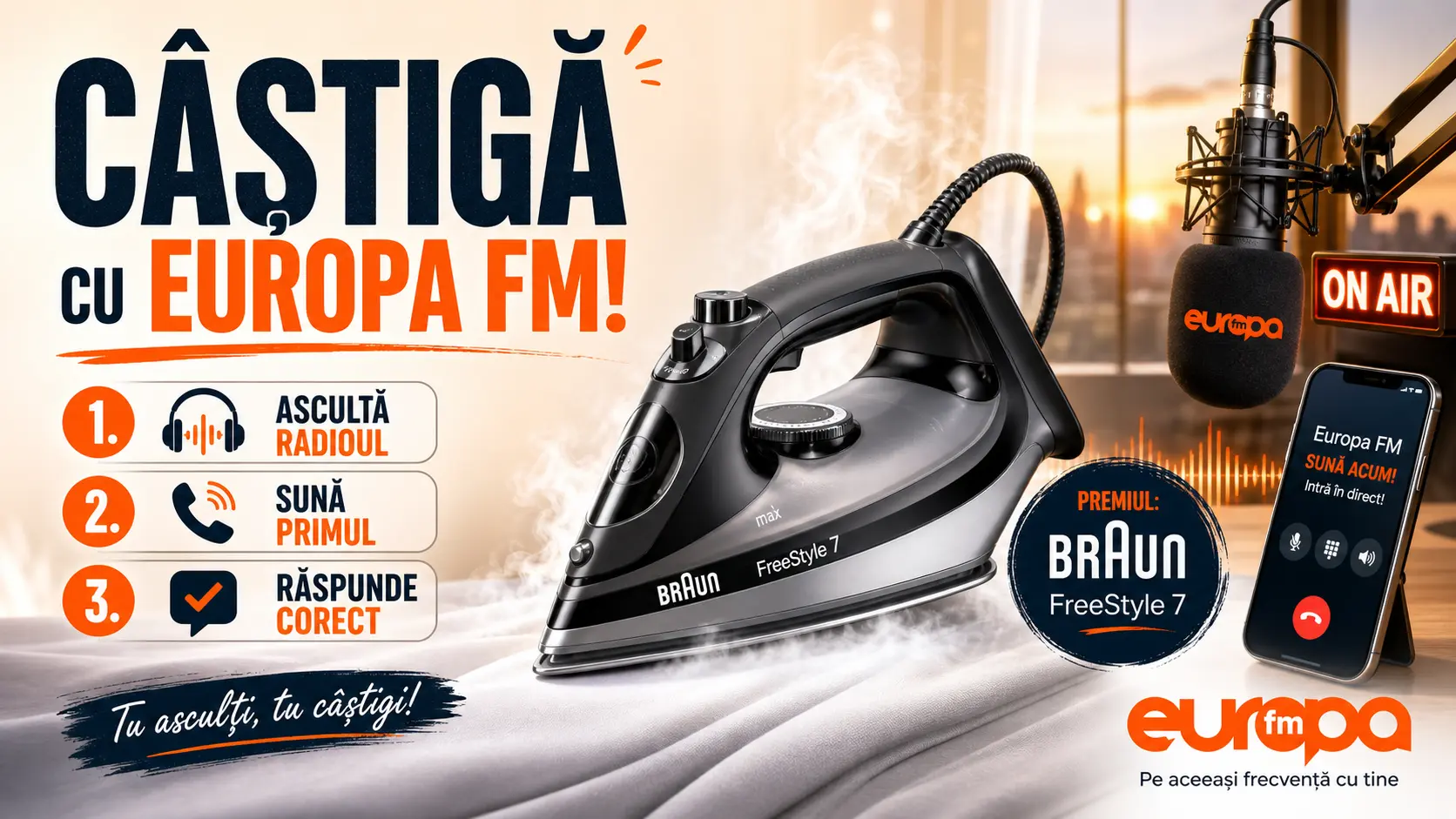 Concurs Europa FM - Câștigă 5 Fiere de Călcat Braun Freestyle 7 (până pe 12 iunie) -...