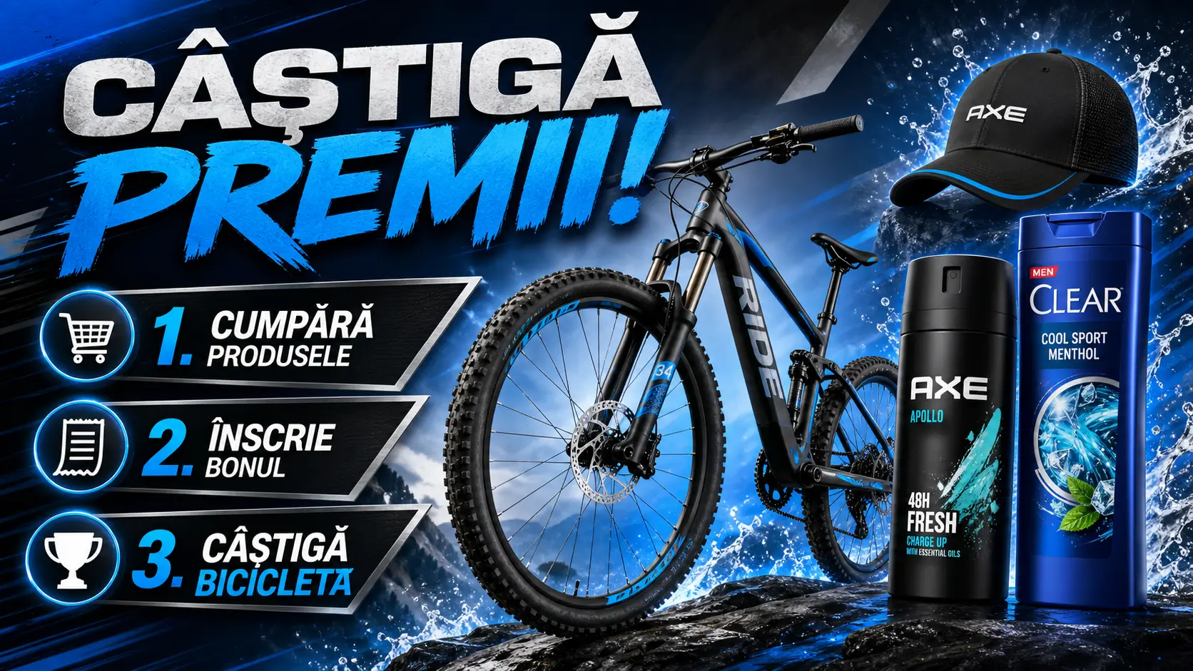 Concurs Auchan: Cumpără Axe și Clear și câștigă o bicicletă MTB (până pe 18 iulie) - Concursier