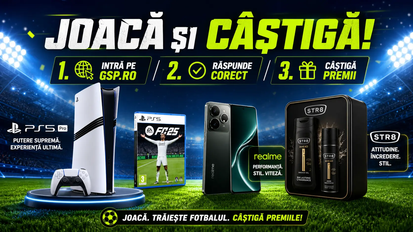 Concurs GSP Joacă și câștigă PS5 Pro sau Smartphone Realme (până pe 17 iunie) - Concurs...