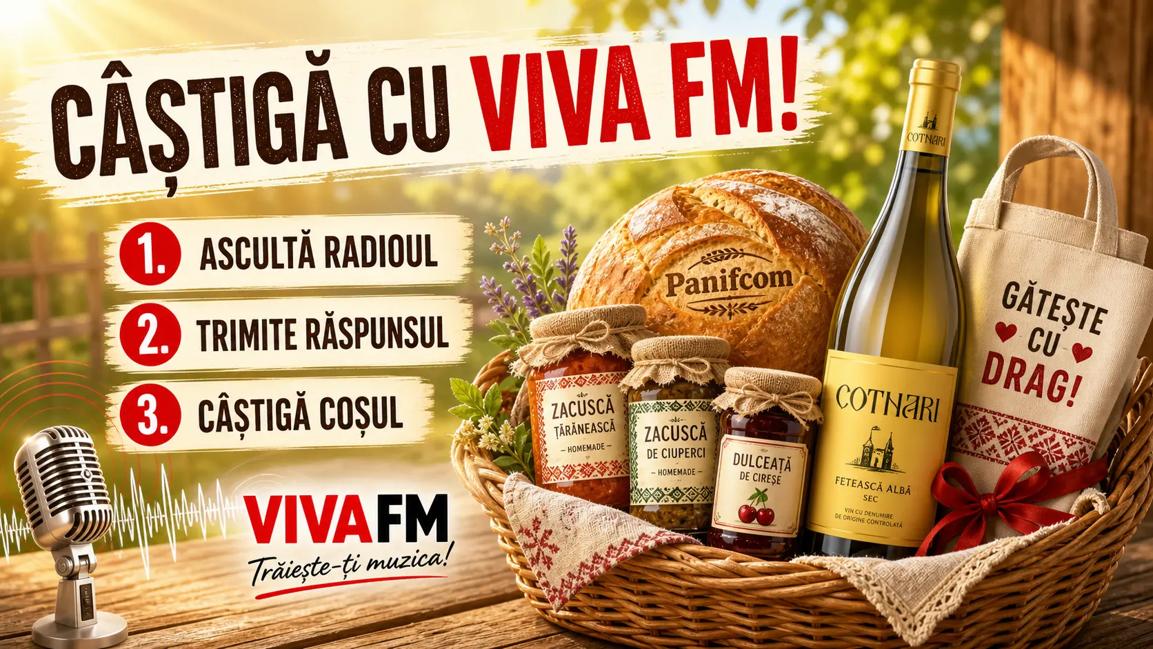 Concurs Radio VIVA FM - Câștigă un coș gourmet Panifcom (până pe 19 iunie) - Concurs...