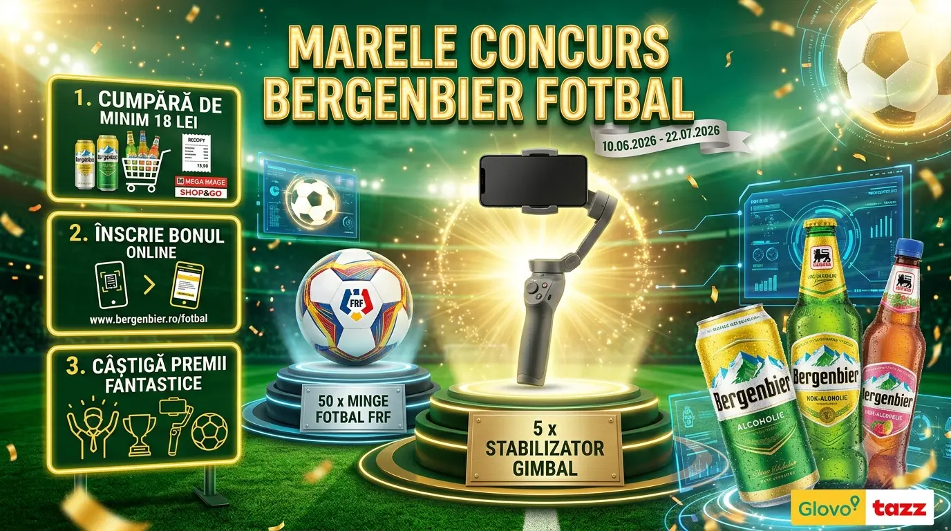 Concurs Mega Image: Cumpără Bergenbier și câștigă premii fotbal (până pe 22 iulie) - Concursier