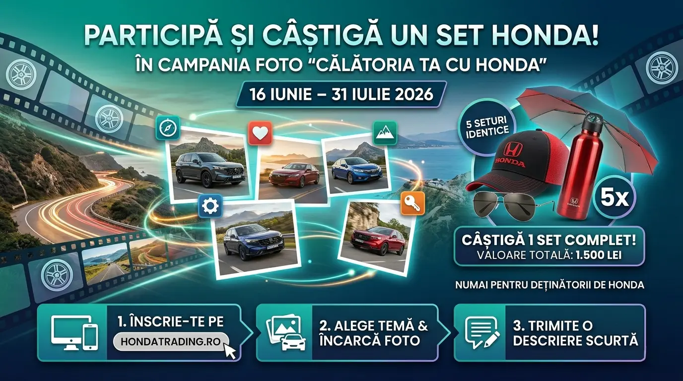 Concurs Honda Trading - Câștigă seturi Honda exclusive (până pe 31 iulie)