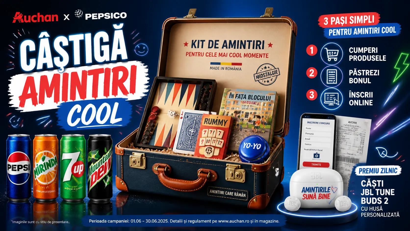Concurs Auchan: Cumpără Pepsi, Mirinda, 7UP sau Mountain DEW și câștigă premii (până pe 14...