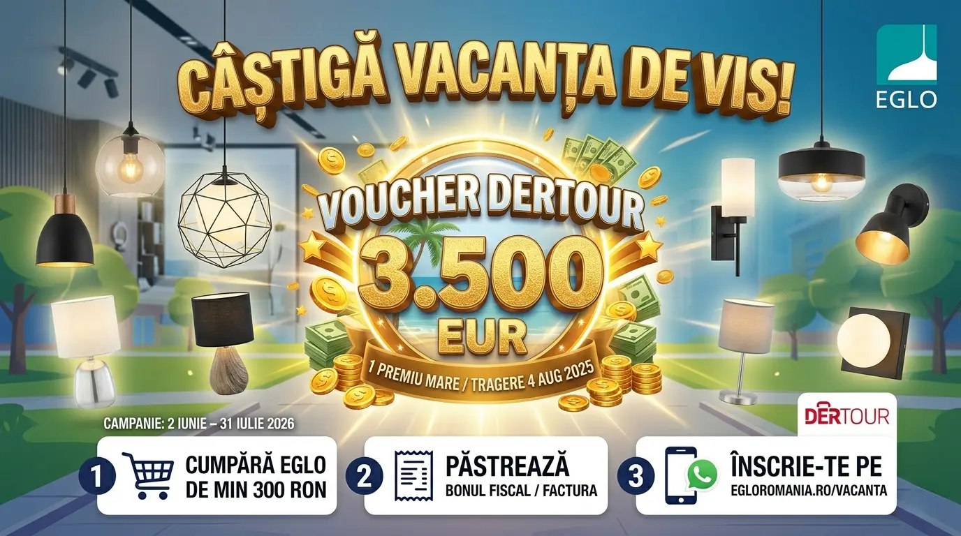 Concurs Concurs EGLO: Cumpără și câștigă o vacanță de 3.500 EUR (până pe 31 iulie) -...