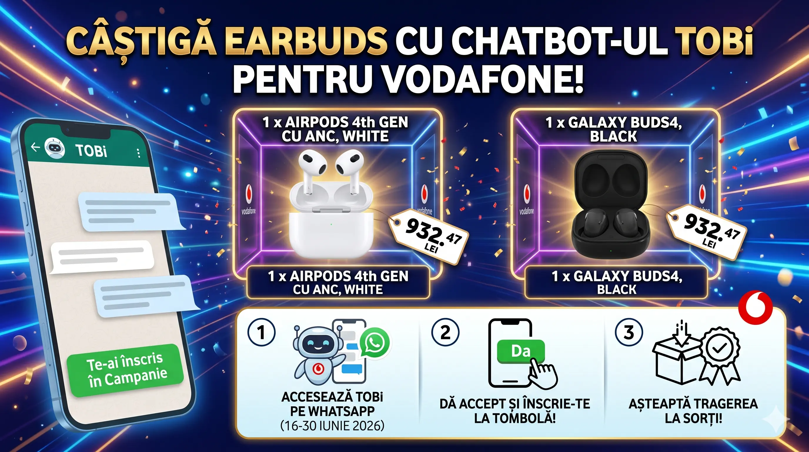Concurs TOBi - Câștigă AirPods 4 sau Galaxy Buds4 (până pe 30 iunie) - Concurs Gratuit |...