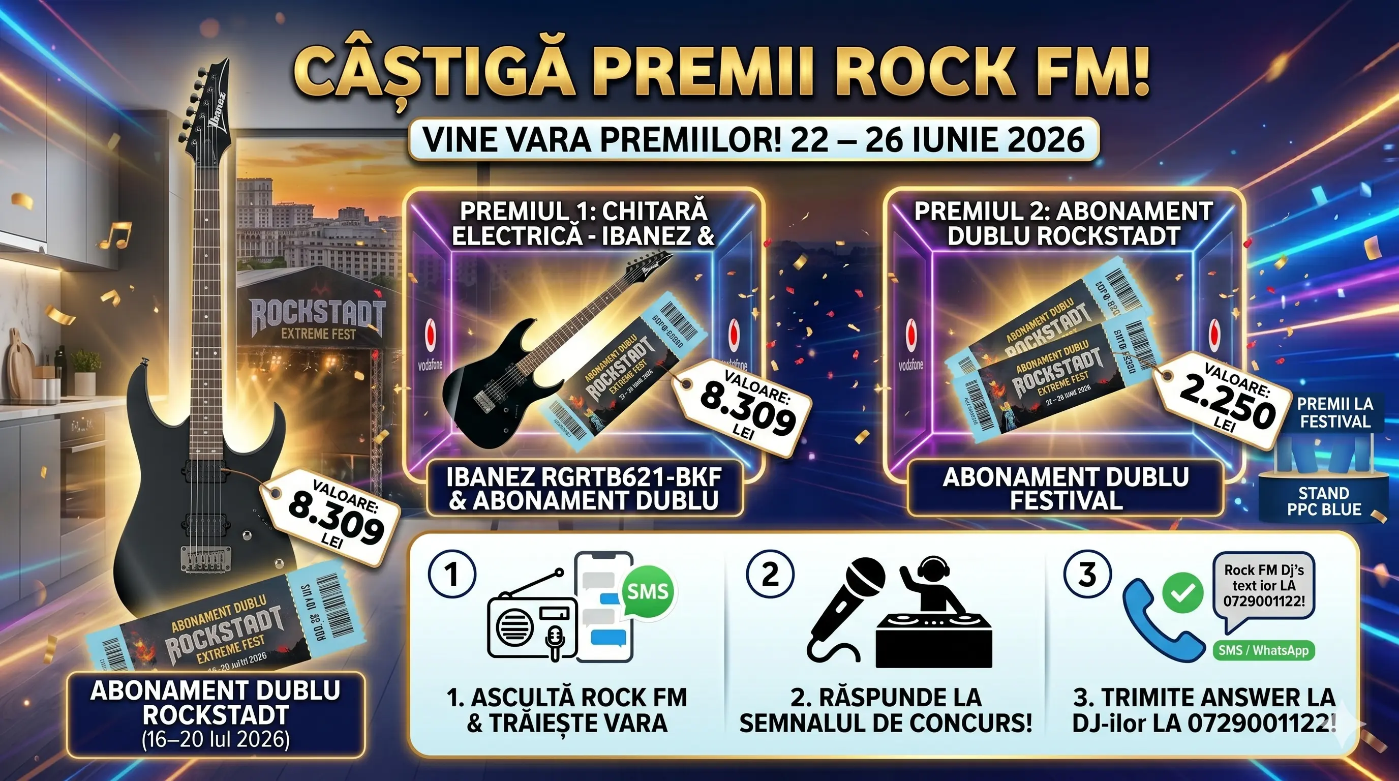 Concurs Rock FM - Câștigă o chitară electrică Ibanez și abonament Rockstadt (până pe 26...