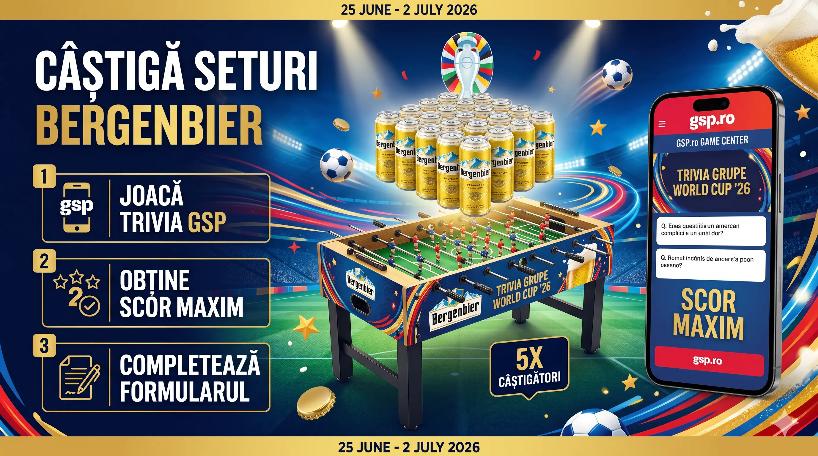 Concurs GSP Răspunde și câștigă set masă de foosball Bergenbier (până pe 2 iulie) - Concurs...