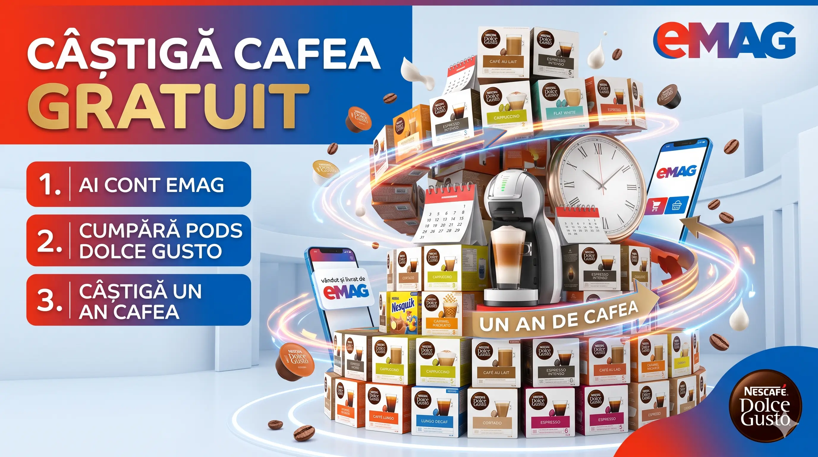 Concurs eMAG: Cumpără Nescafé Dolce Gusto și câștigă cafea pentru un an (până pe 2 iulie) -...