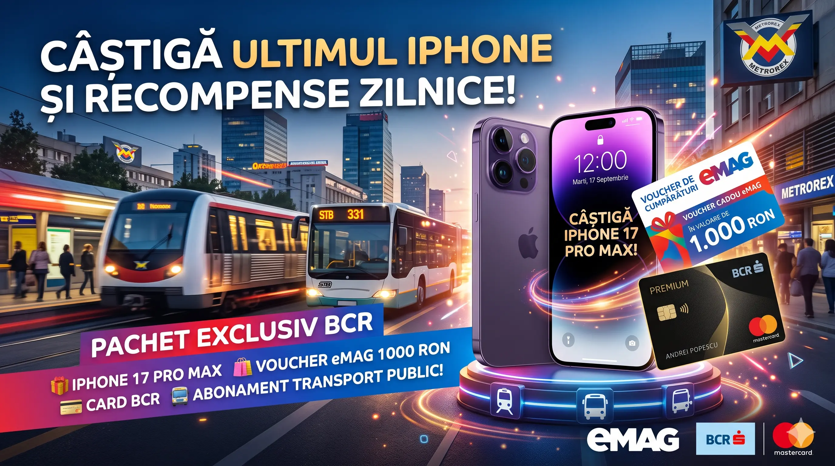 Concurs BCR: Câștigă iPhone 17 Pro Max sau Vouchere eMAG - Concursier