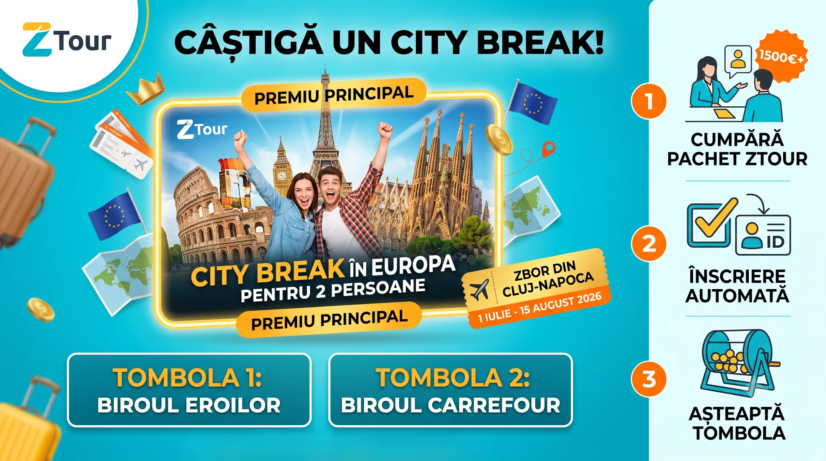 Concurs ZTour Câștigă un city break în Europa (până pe 15 august 2026) - Concursier