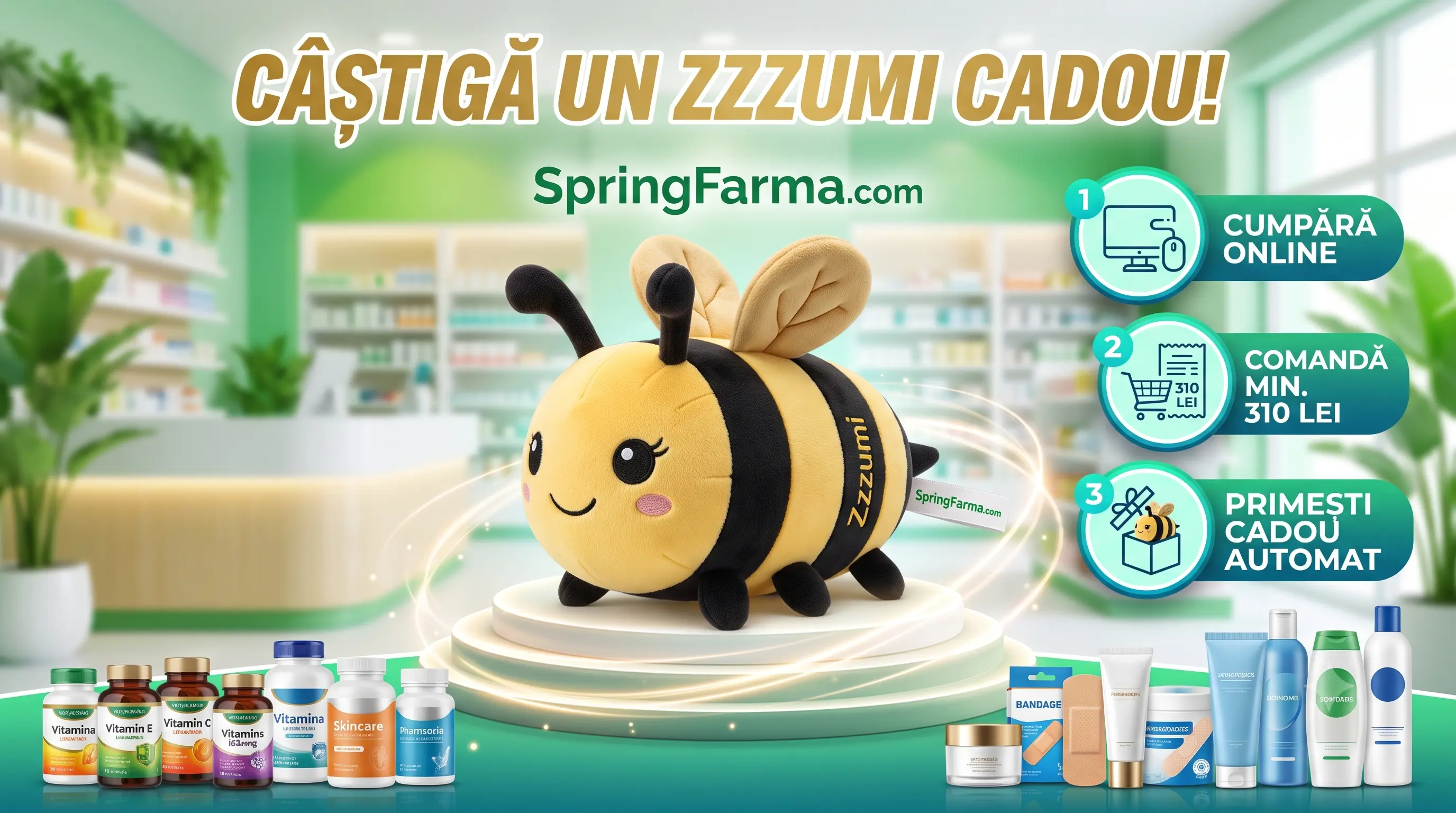 Concurs Concurs SpringFarma: Cumpără peste 310 lei și primești jucărie Zzzumi (până pe 31...