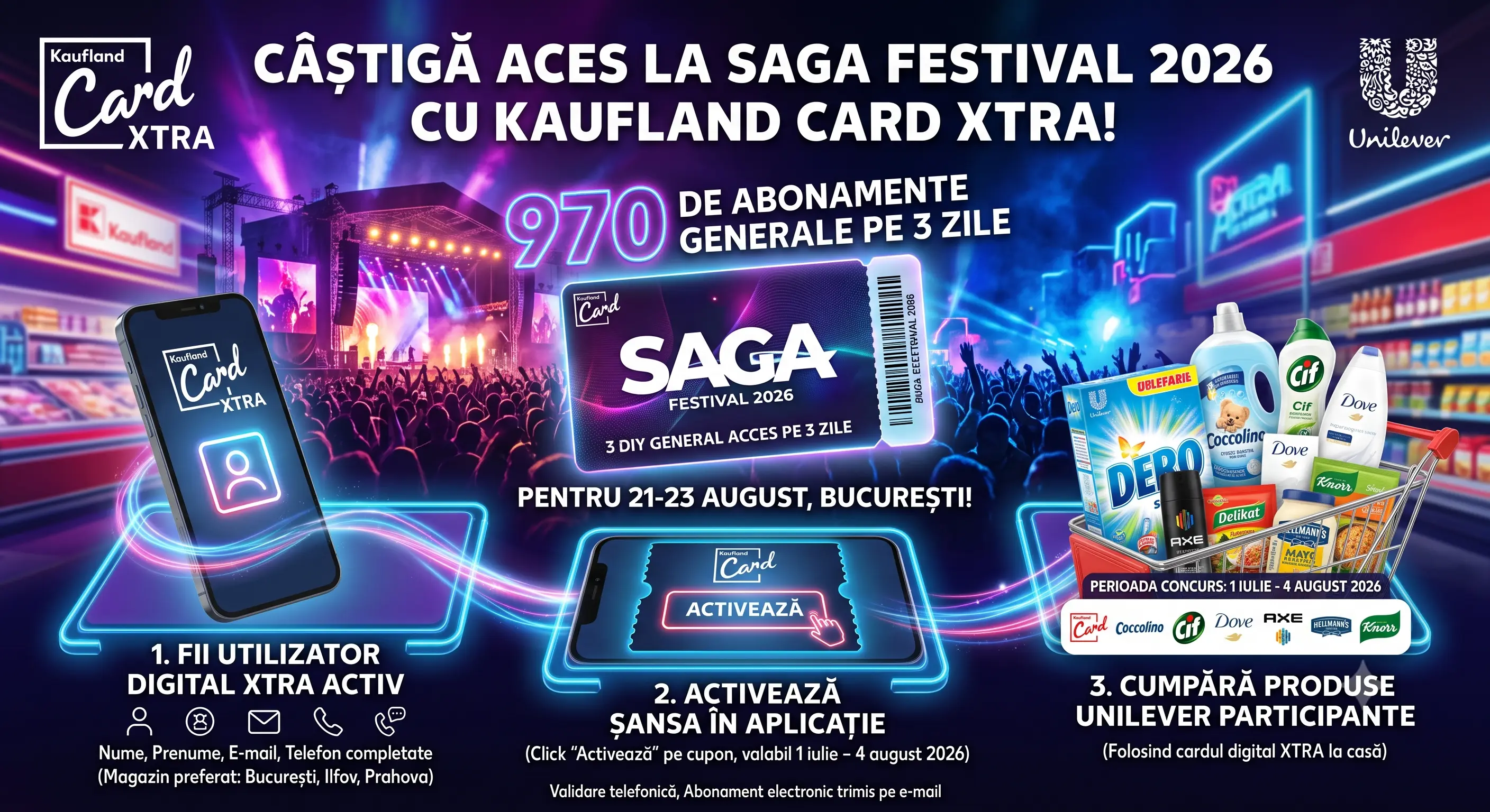 Concurs Concurs Kaufland: Cumpără produse Unilever și câștigă abonamente SAGA Festival...