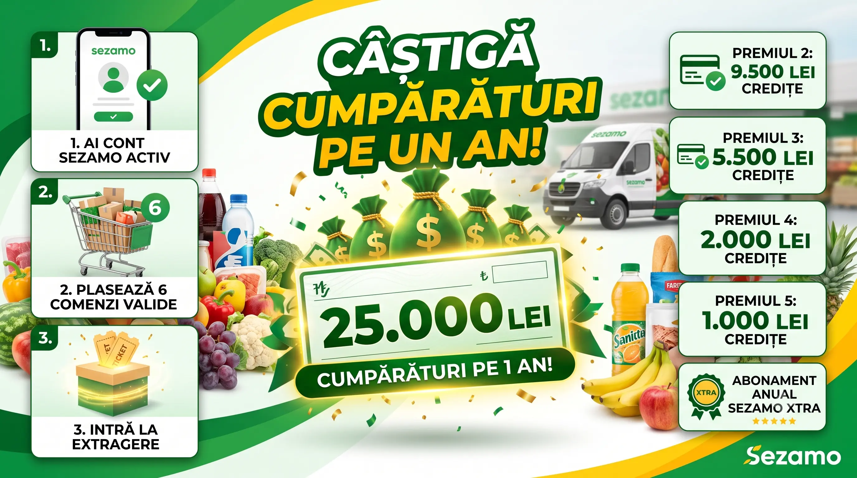 Concurs Concurs Sezamo: Plasează 6 comenzi și câștigă credite de 25.000 lei (până pe 31...