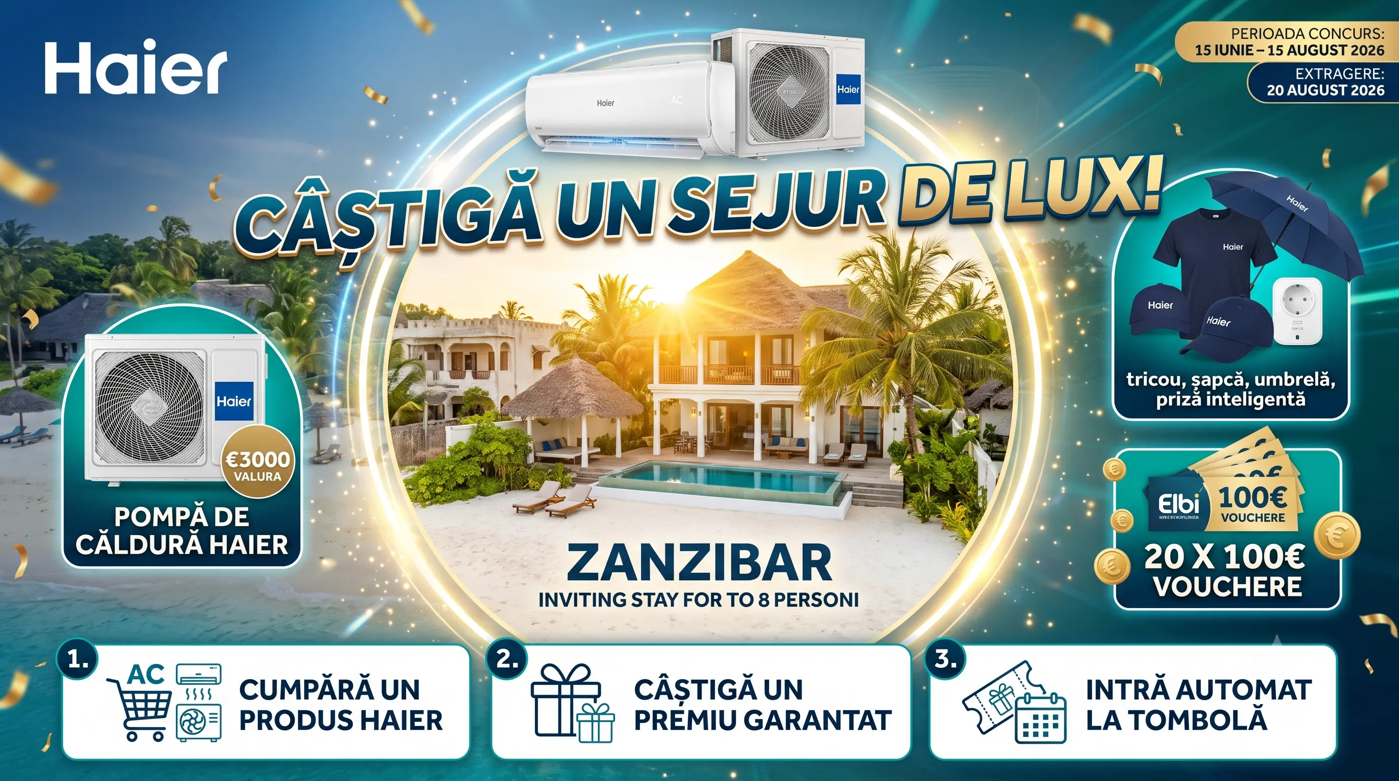 Concurs ELBI: Cumpără un produs Haier și câștigă un sejur în Zanzibar (până pe 15 august) -...