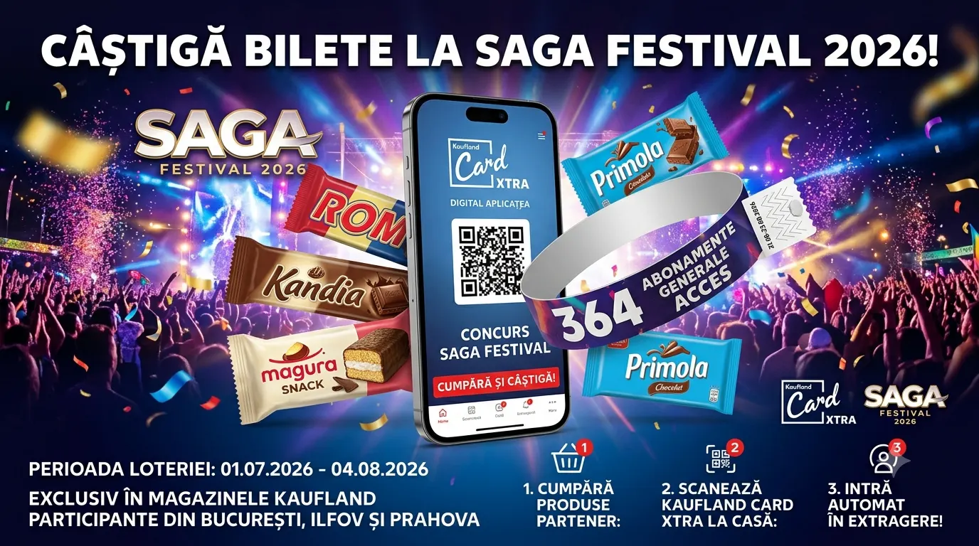 Concurs Concurs Kaufland: Cumpără și câștigă bilete Saga Festival 2026 (până pe 4 august) -...
