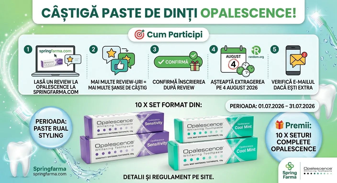 Concurs Spring Pharma: Lasă un review și câștigă seturi Opalescence (până pe 31 Iulie) -...