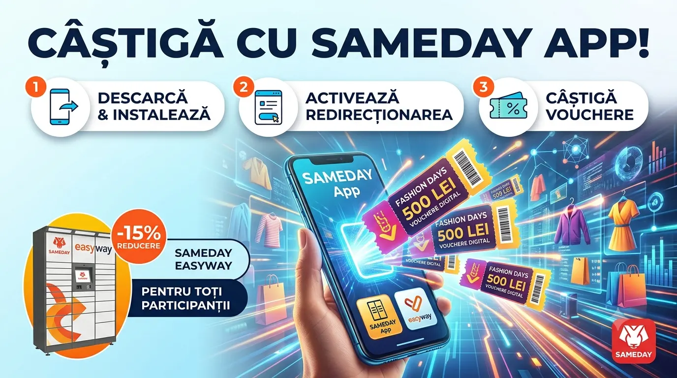 Concurs Sameday: Câștigă 5 vouchere Fashion Days de 500 lei (până pe 31 iulie)
