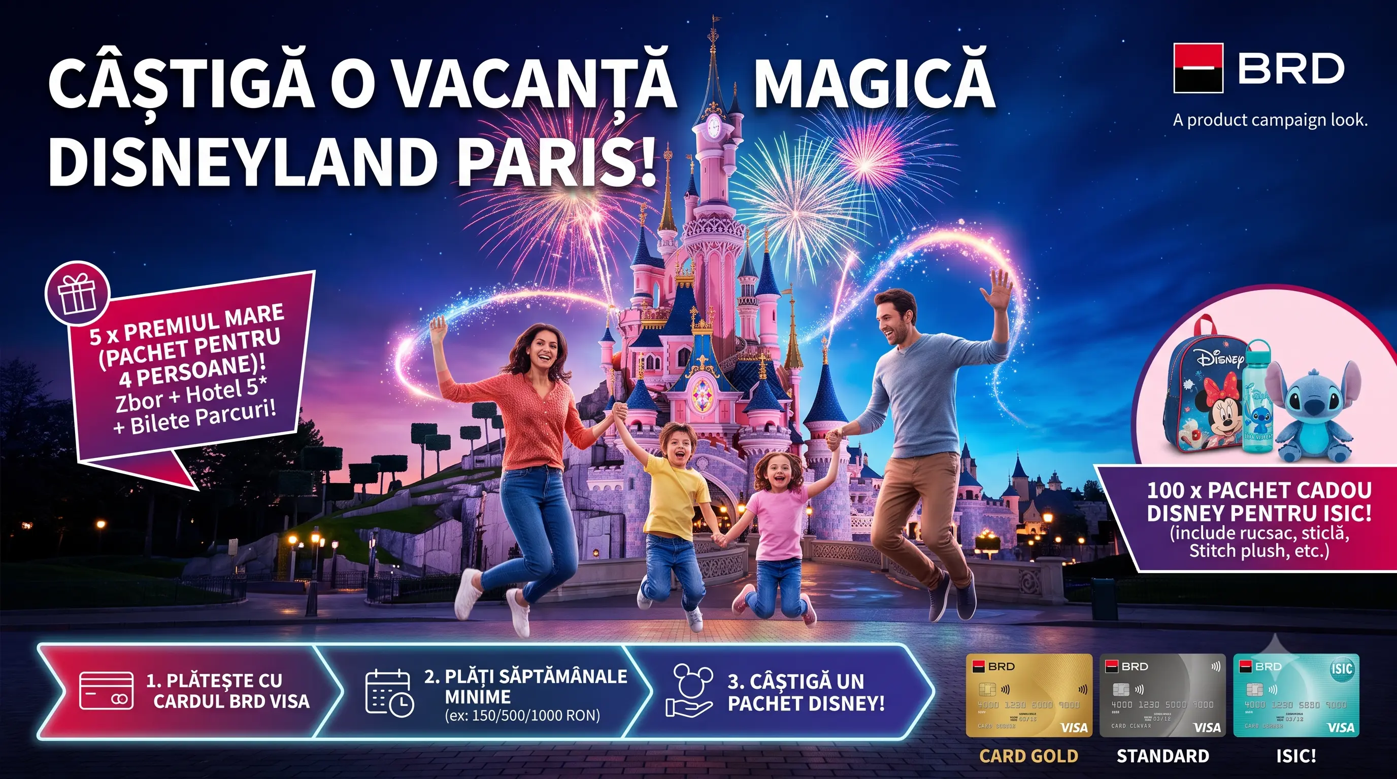 Concurs BRD: Câștigă vacanță Disneyland Paris pentru 4 persoane (până pe 31 august) -...