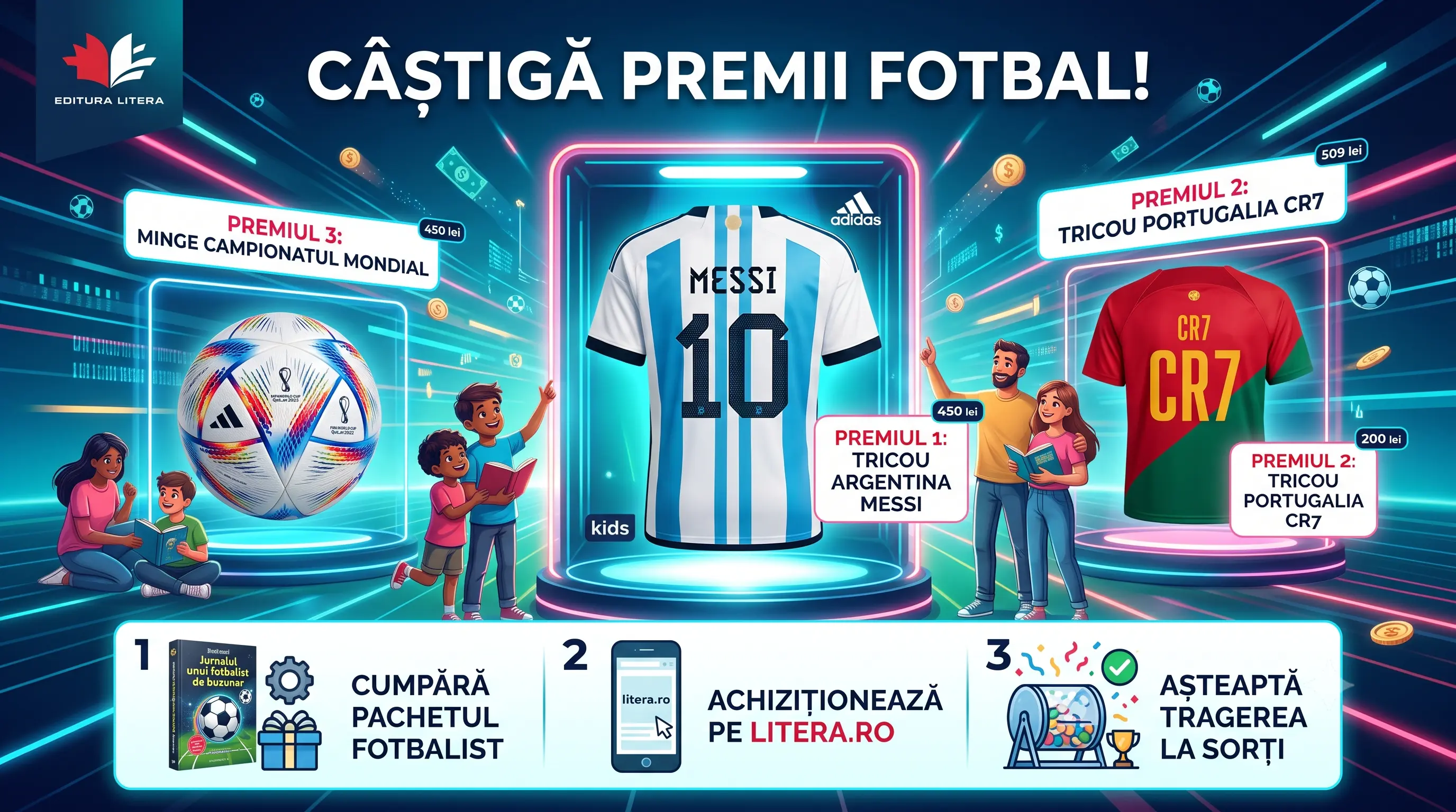 Concurs Litera: Cumpără pachetul fotbalist și câștigă tricouri adidas și mingi (până pe 19...