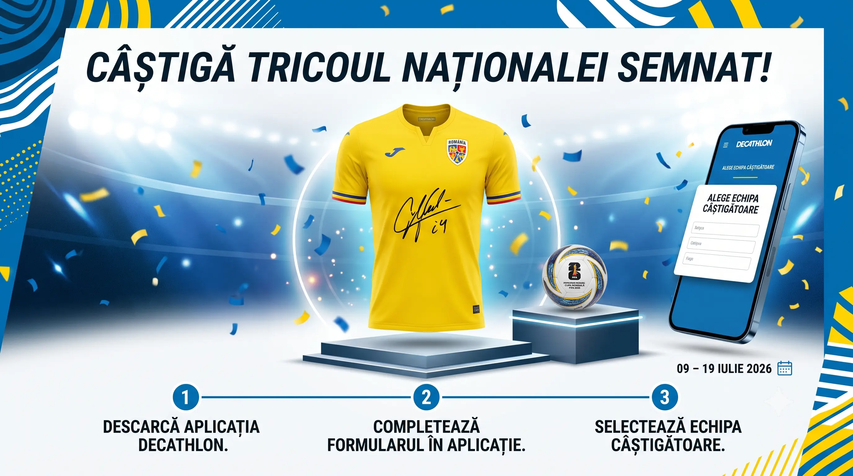 Concurs Decathlon: Câștigă tricou semnat și mingi de fotbal (până pe 19 iulie)