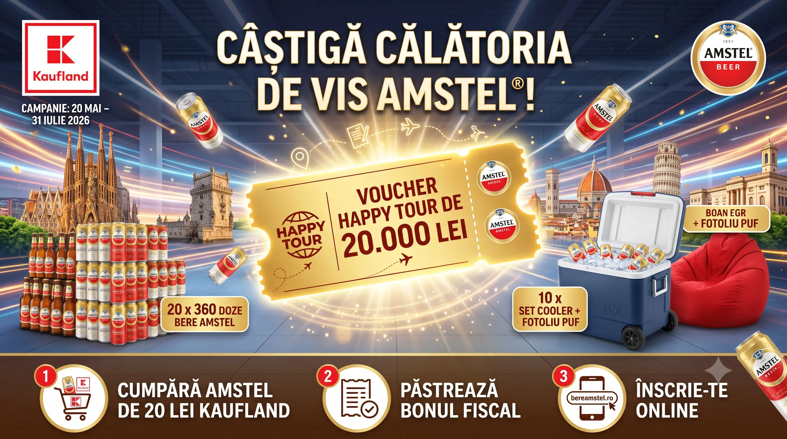 Concurs Kaufland: Cumpără bere Amstel și câștigă vacanță în Barcelona (până pe 31 Iulie) -...