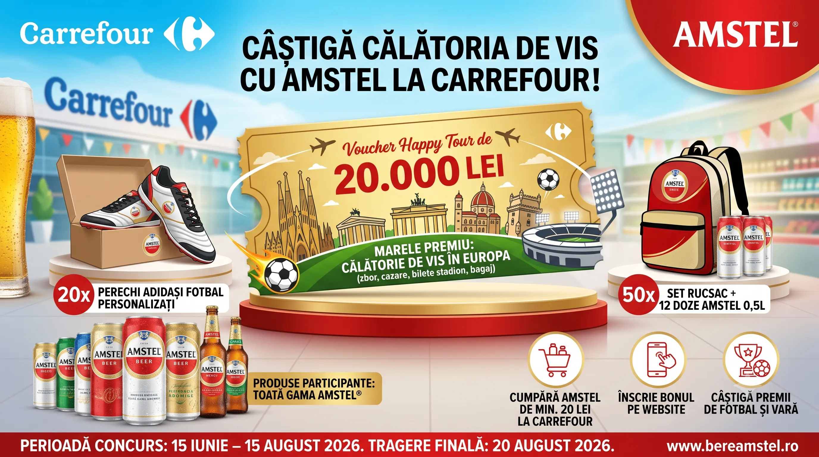 Concurs Carrefour: Cumpără Amstel și câștigă vacanță în Barcelona (până pe 15 August) -...