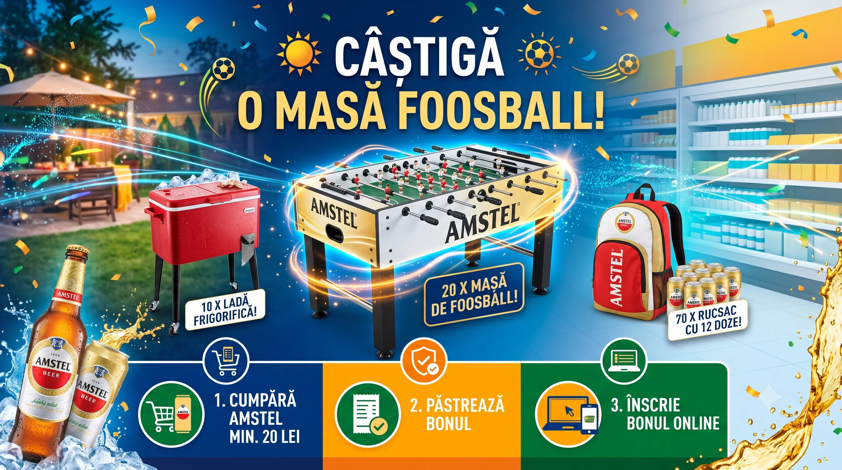 Concurs Mega Image: Cumpără Amstel și câștigă o masă de foosball (până pe 31 Iulie) -...
