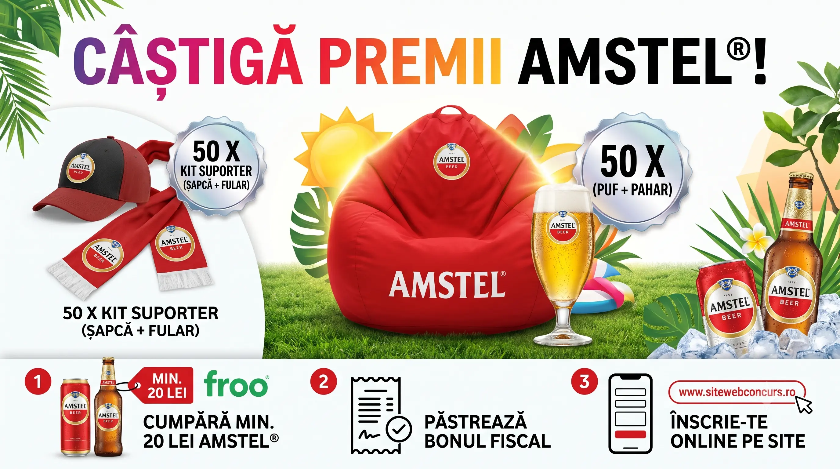 Concurs Concurs Froo: Cumpără Amstel și câștigă seturi puf și pahar (până pe 31 Iulie) -...