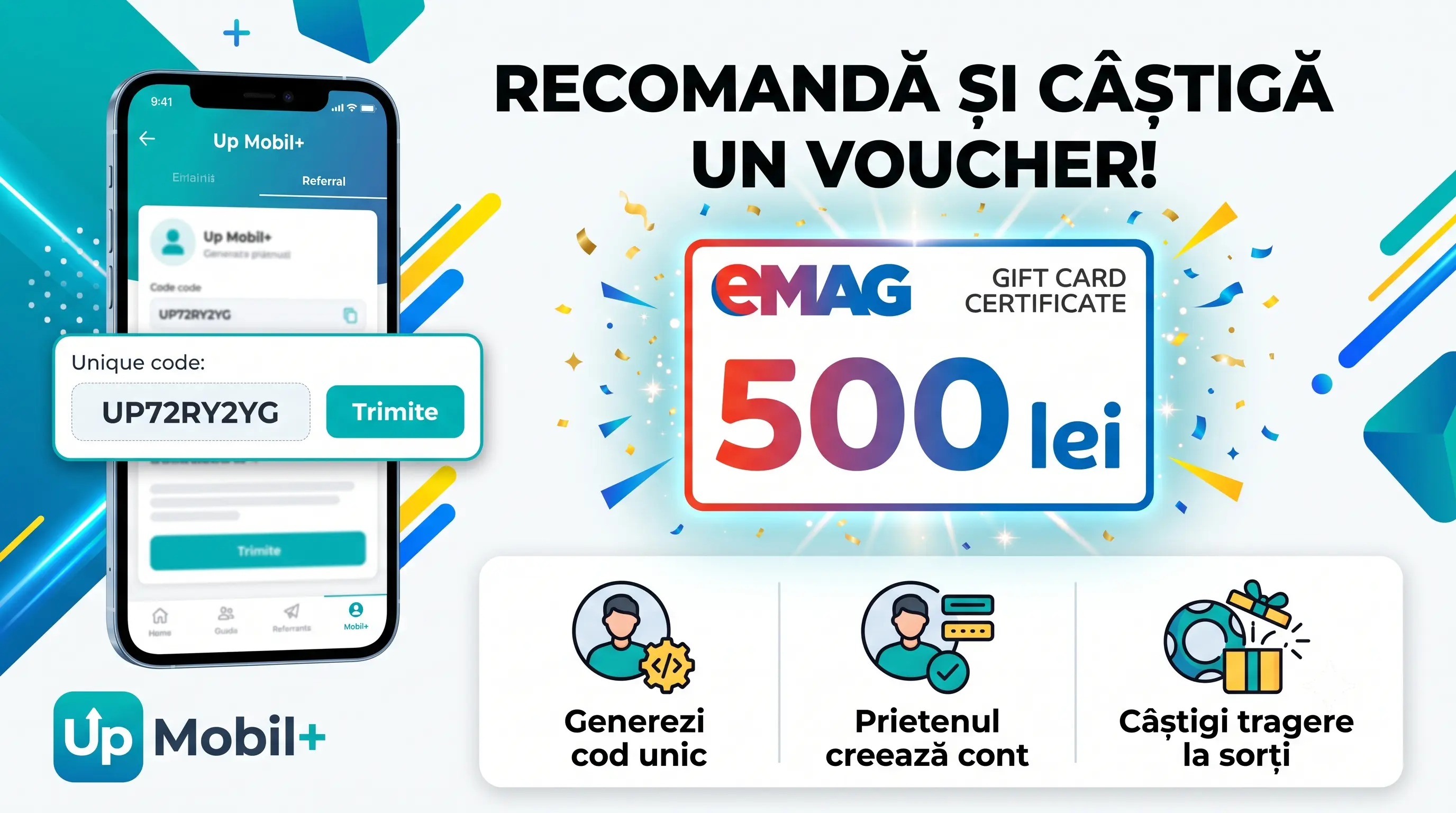 Concurs Up Mobil+ Câștigă un voucher eMag de 500 lei (până pe 3 August) - Concurs Gratuit |...