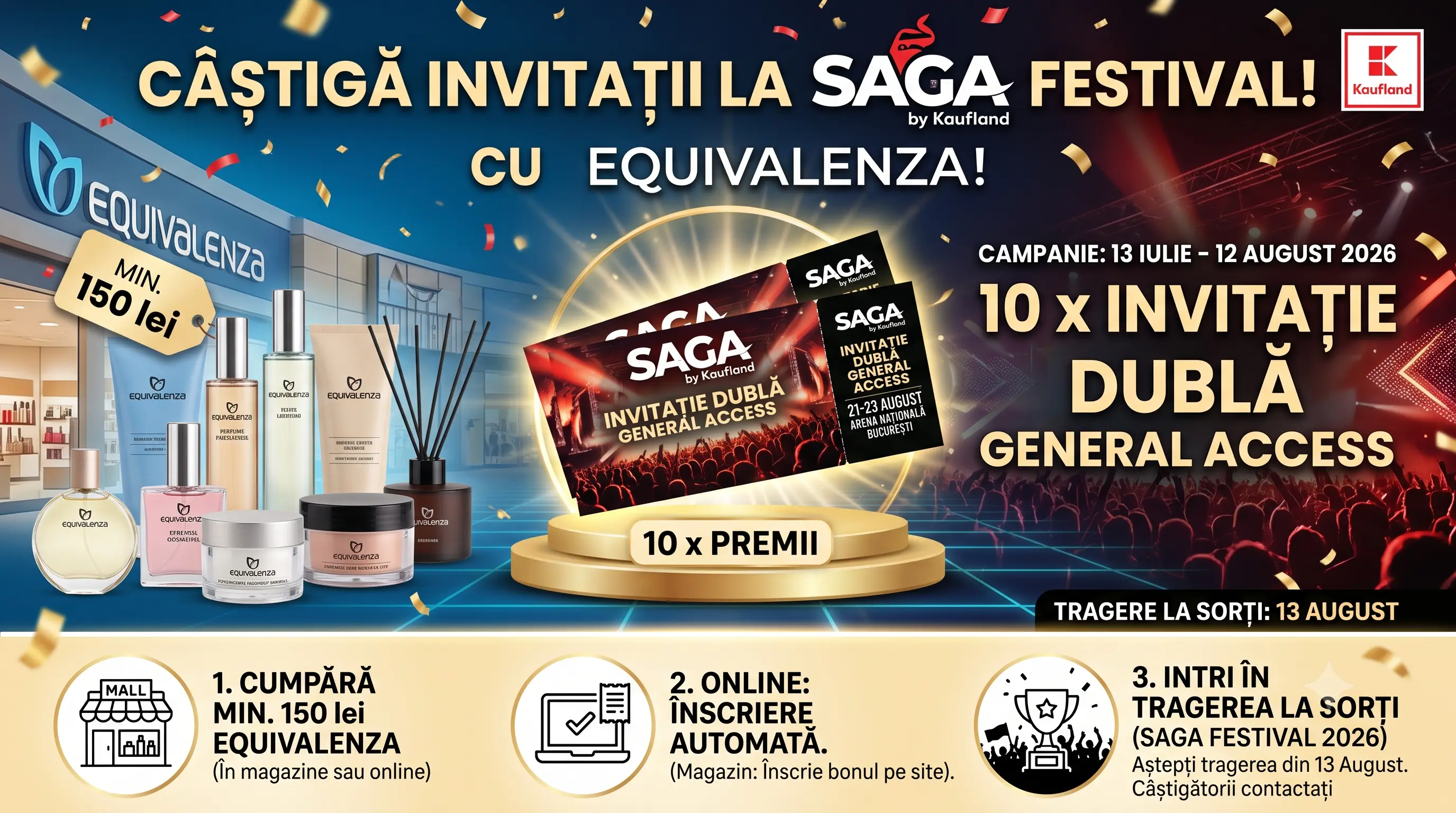 Concurs Equivalenza: Cumpără și câștigă invitații la SAGA by Kaufland (până pe 12 August) -...