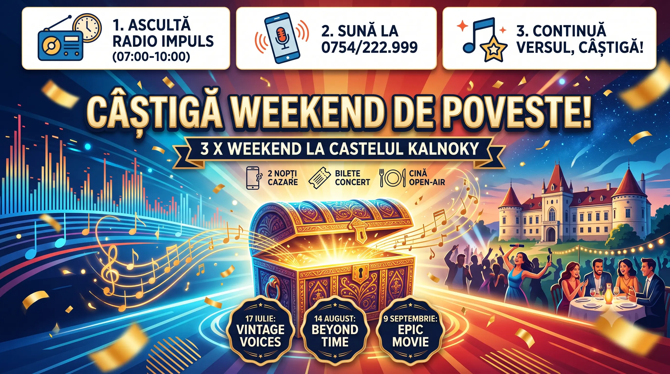 Concurs Radio Impuls - Câștigă un weekend la Castelul Kalnoky (până pe 24 Iulie) - Concurs...