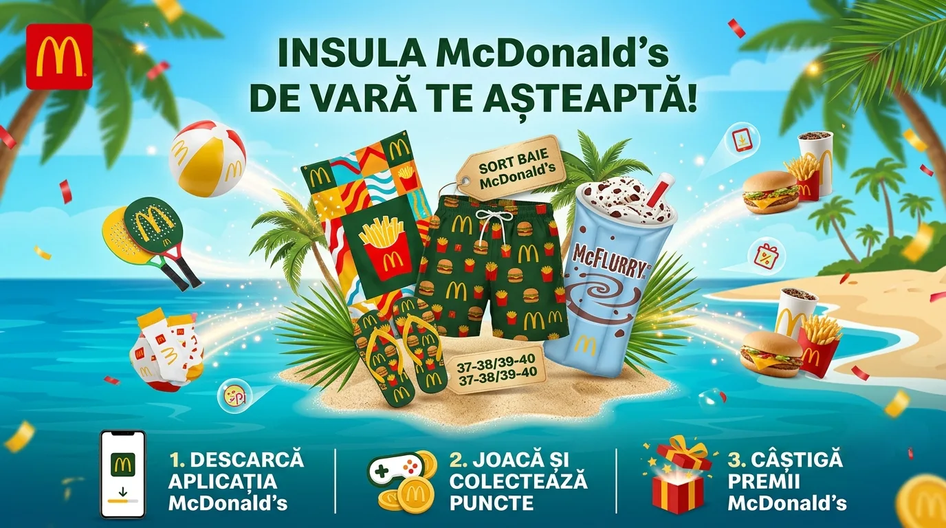Concurs McDonald's România: Câștigă articole promoționale și oferte din meniu (până pe 20...