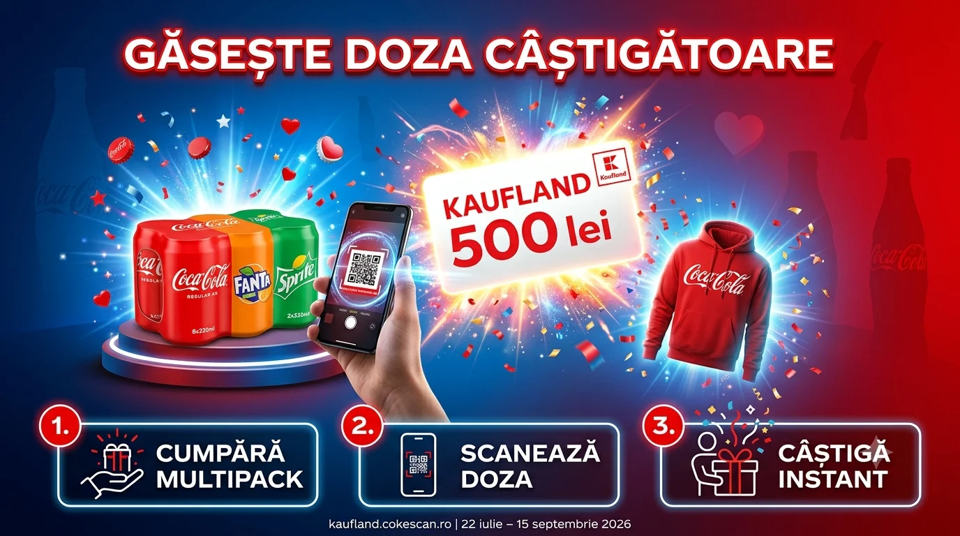 Concurs Concurs Kaufland: Cumpără Coca-Cola Multipack și câștigă Vouchere 500 lei (până pe...