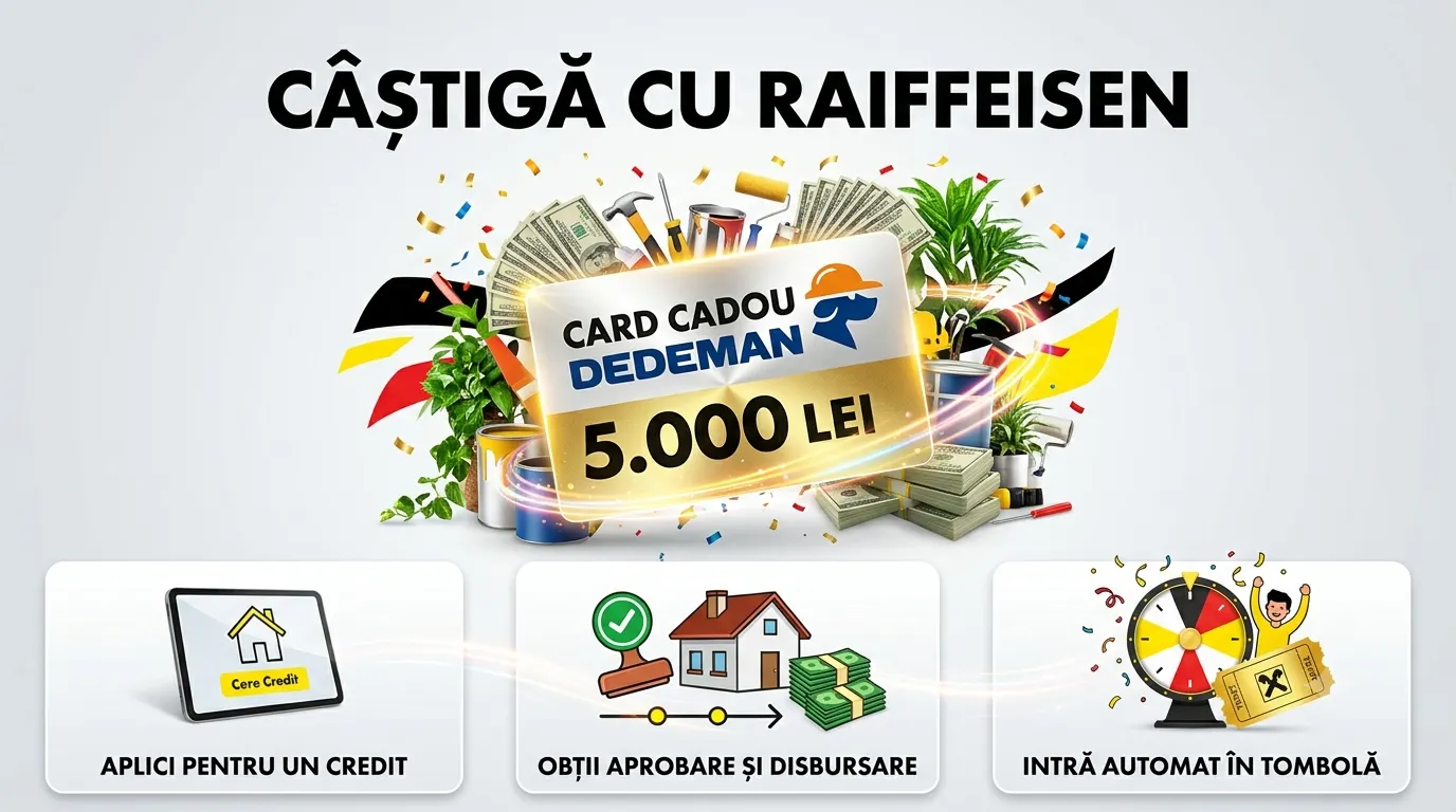 Concurs Concurs Raiffeisen Bank - Câștigă carduri cadou Dedeman de 5.000 lei (până pe 22...