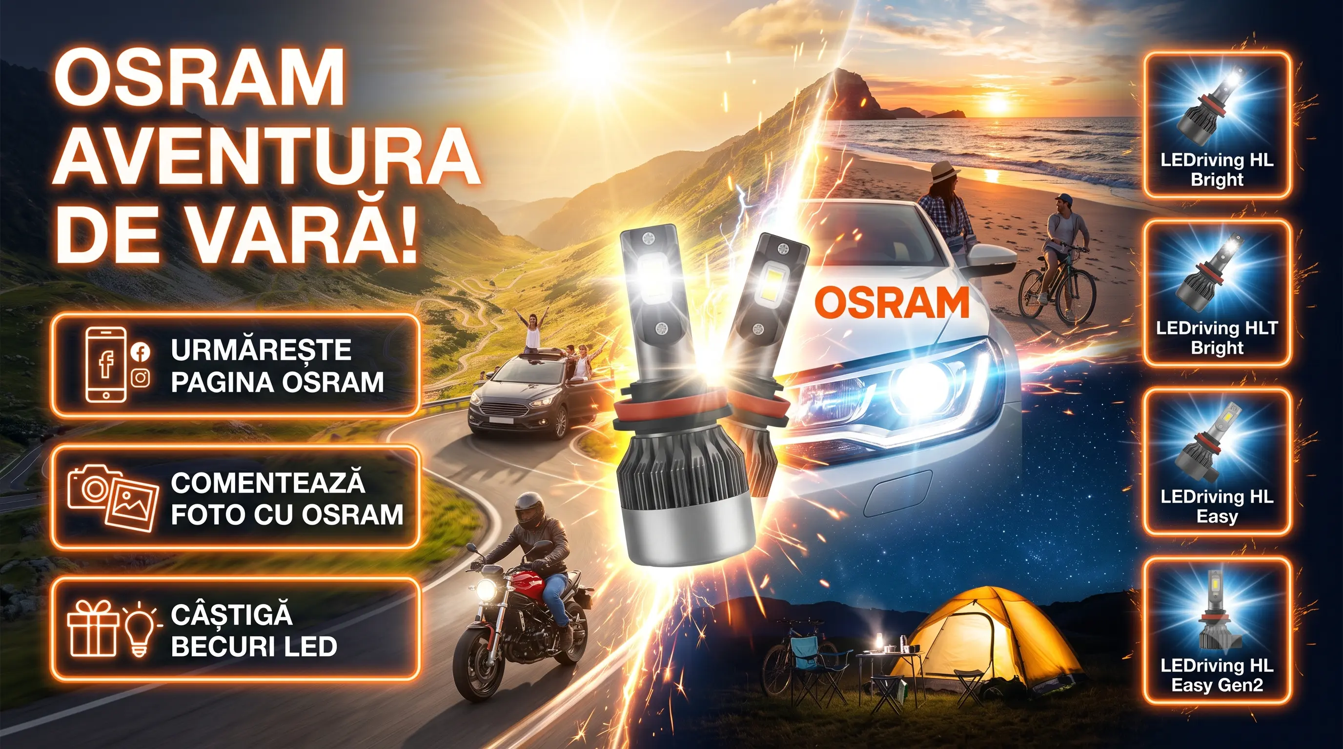 Concurs OSRAM Automotive - Câștigă becuri LED premium pentru mașină (până pe 31 iulie)