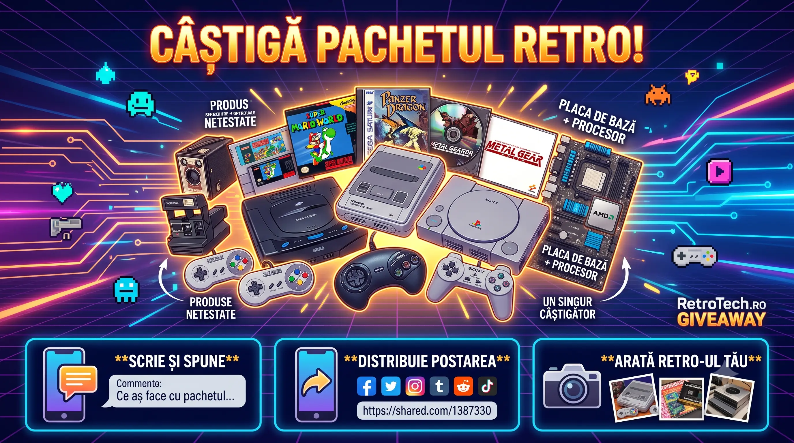 Concurs RetroTech – Câștigă Pachet RetroTech cu 3 console și accesorii (până pe 23 august)