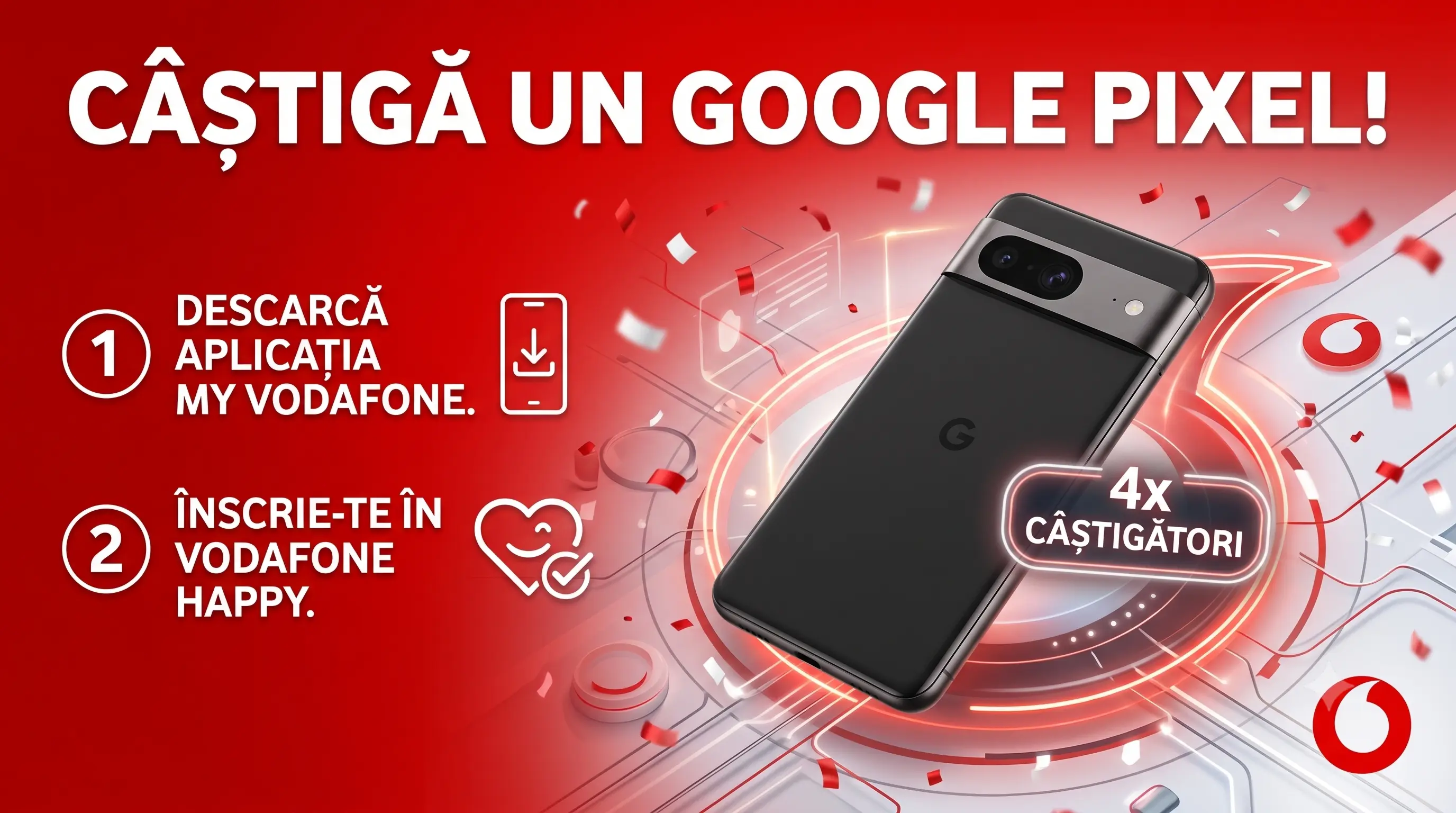 Concurs Vodafone: Înscrie-te și câștigă un Google Pixel 10a DS 5G (până pe 31 august)