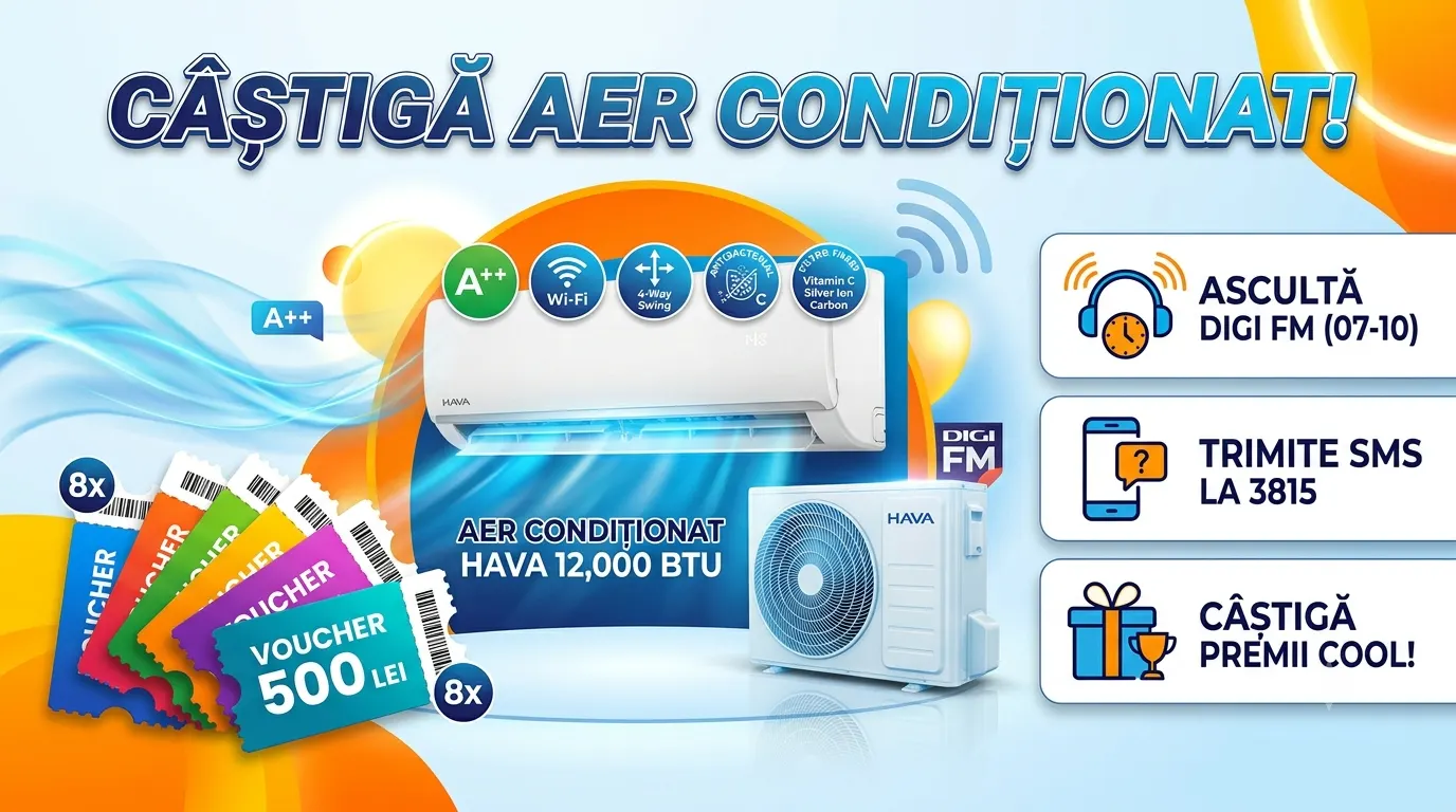 Concurs Digi FM - Câștigă aparate de aer condiționat și vouchere (până pe 14 August)