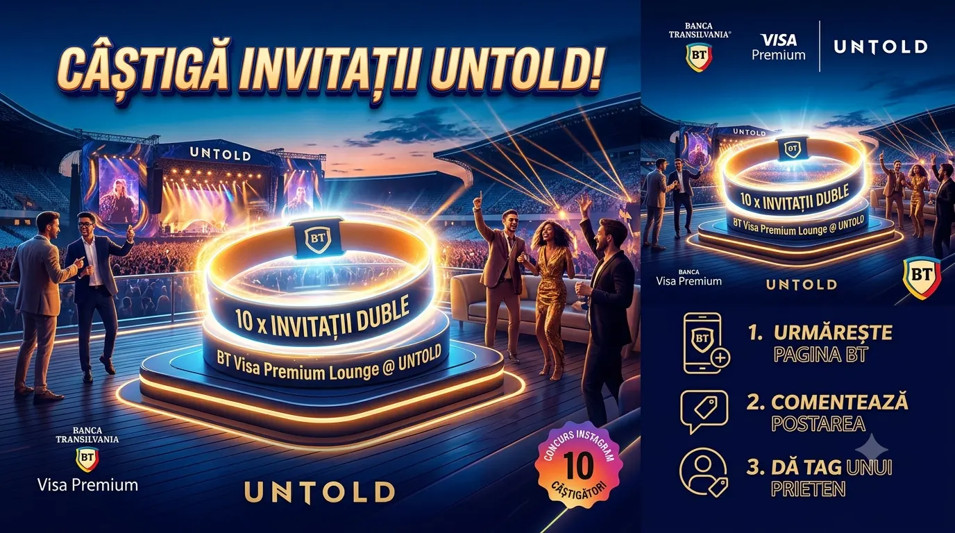 Concurs Banca Transilvania: Câștigă acces în BT Visa Premium Lounge la UNTOLD (până pe 6...