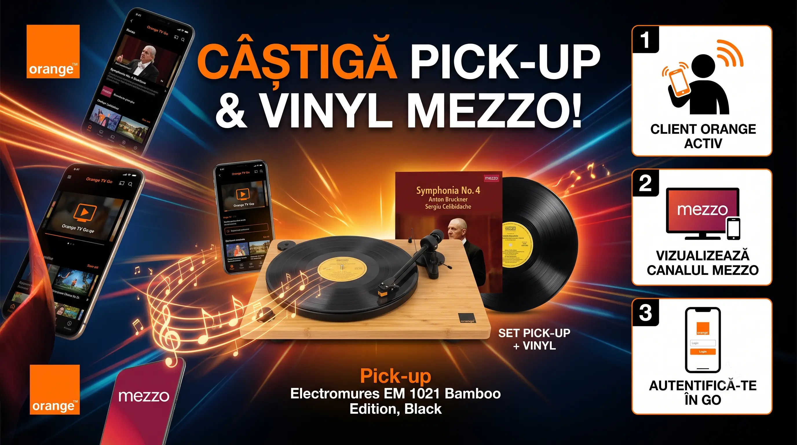Concurs Orange România: Câștigă un Pick-up cu ac safir și difuzor Bluetooth (până pe 28...