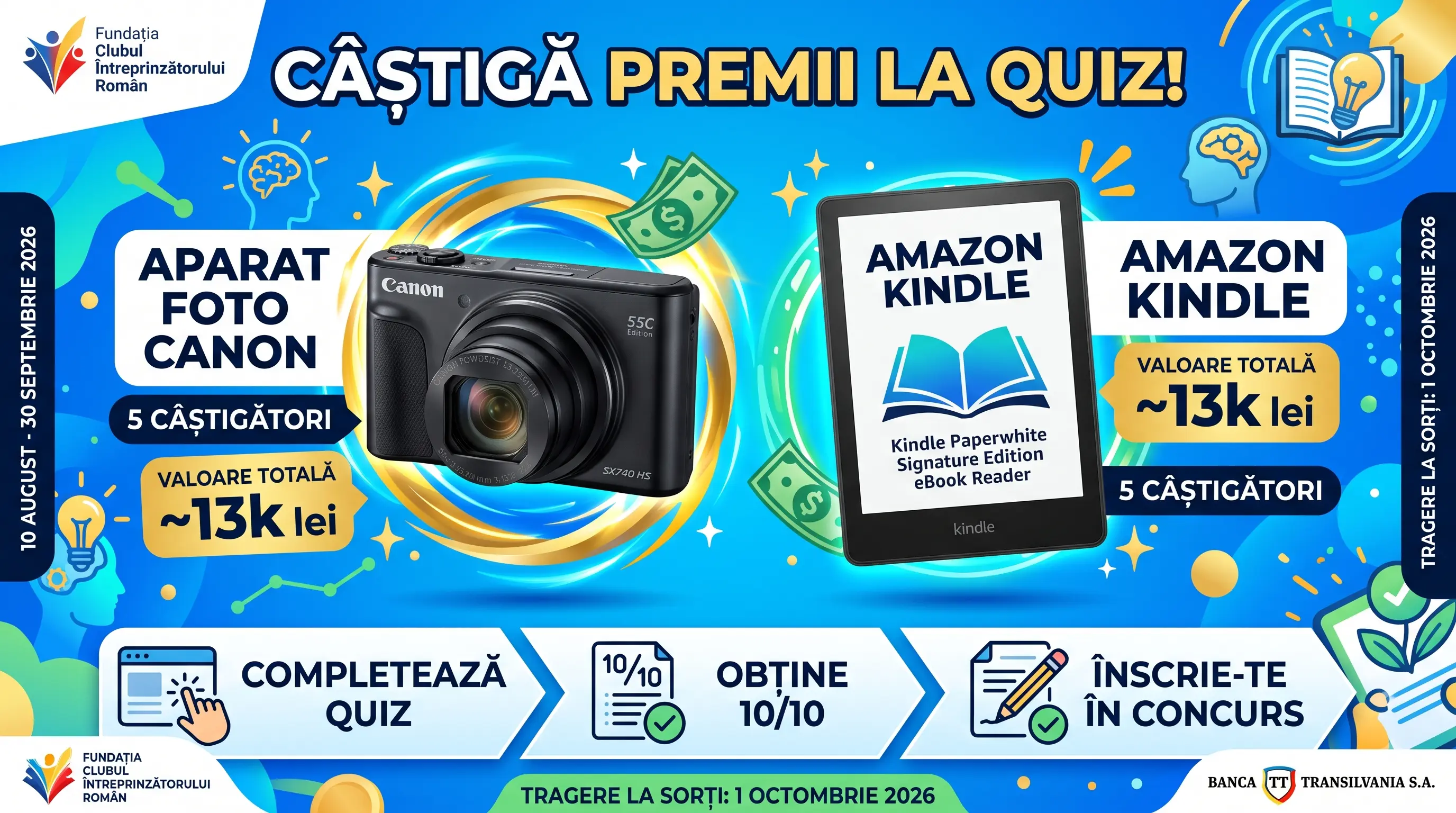 Concurs Banca Transilvania: Câștigă aparate foto Canon și Kindle (până pe 30 Septembrie) -...