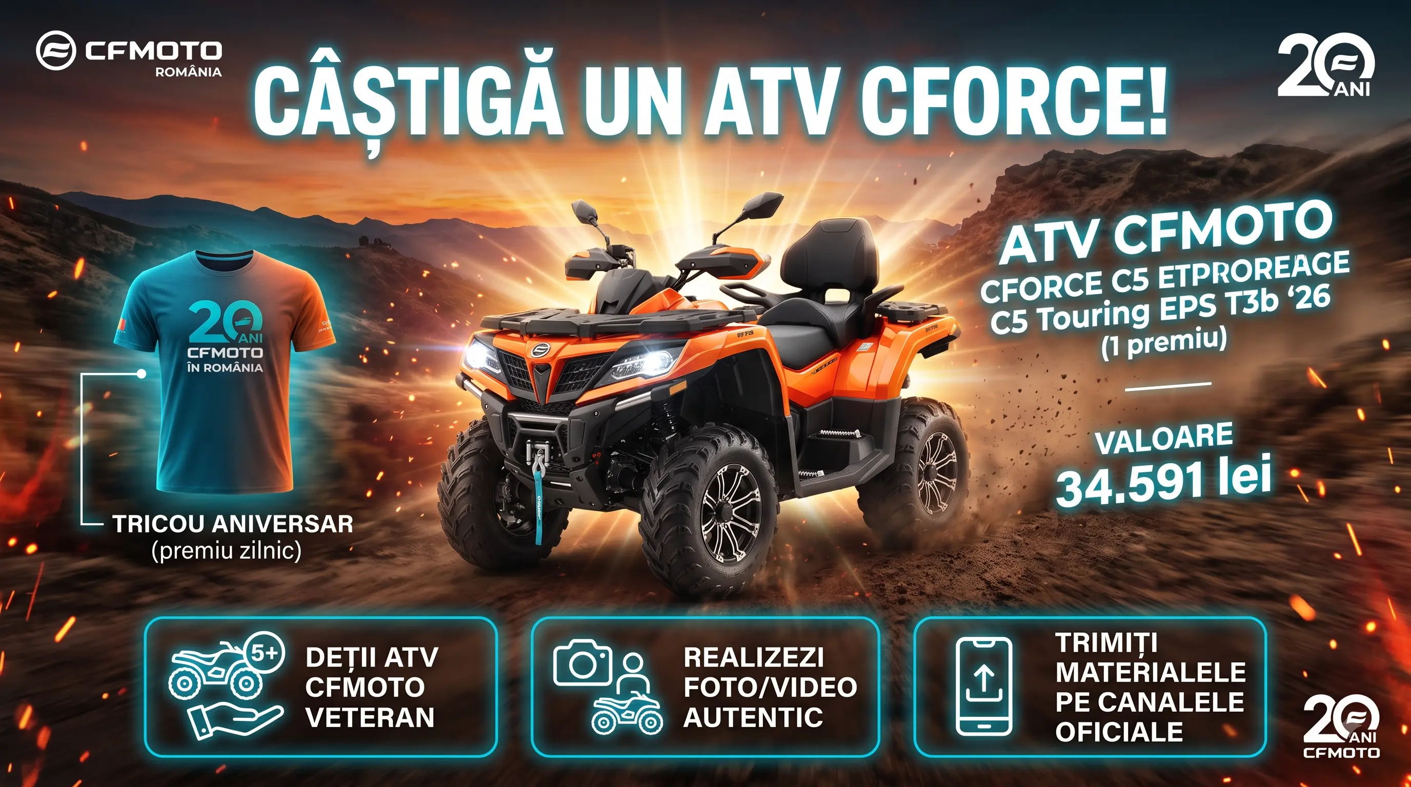 Concurs CFMOTO România: Câștigă un ATV CFORCE C5 Touring (până pe 20 decembrie)