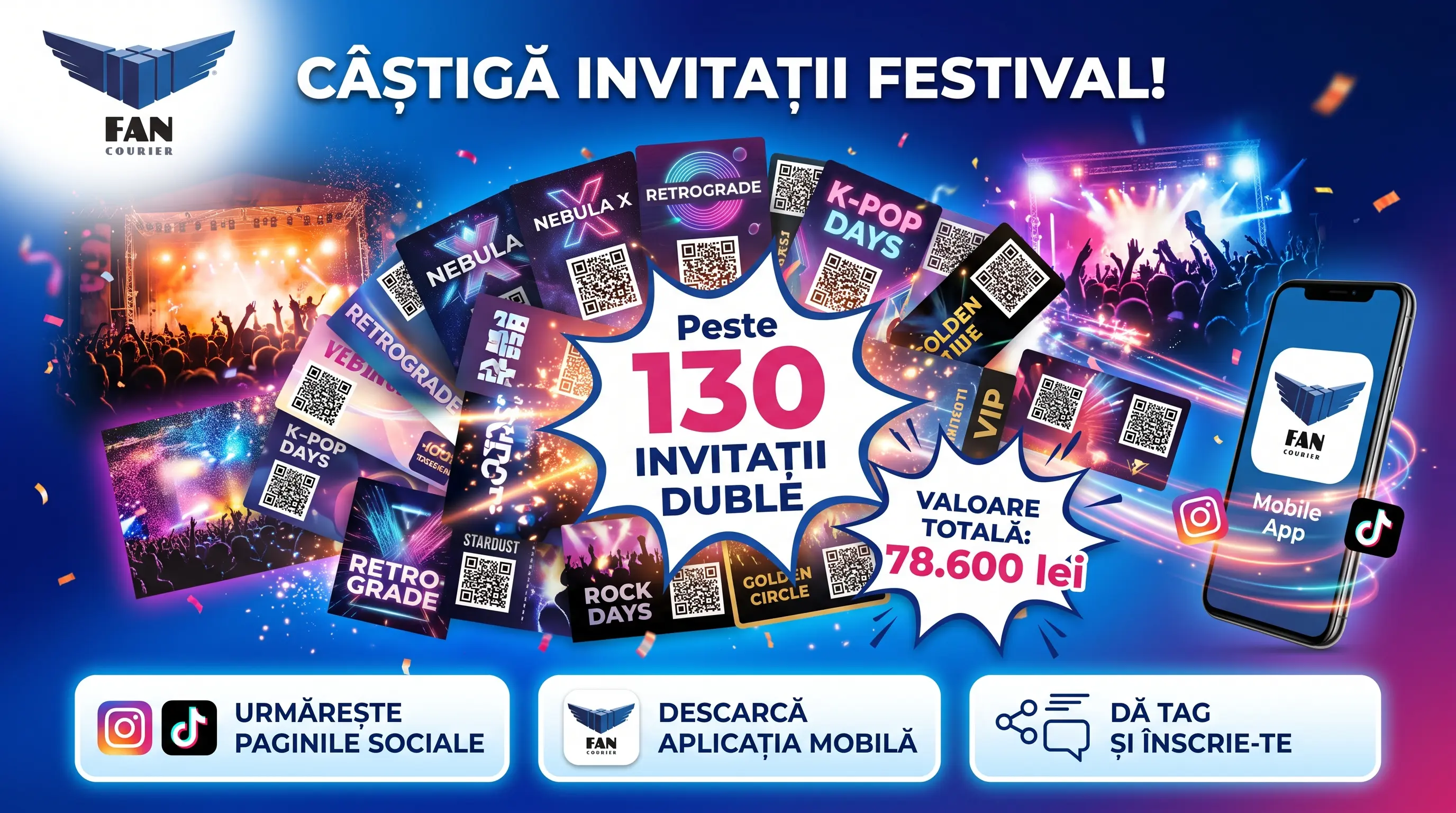 Concurs FAN Courier - Câștigă invitații la festivaluri Nebula X, Retrograde și altele (până...